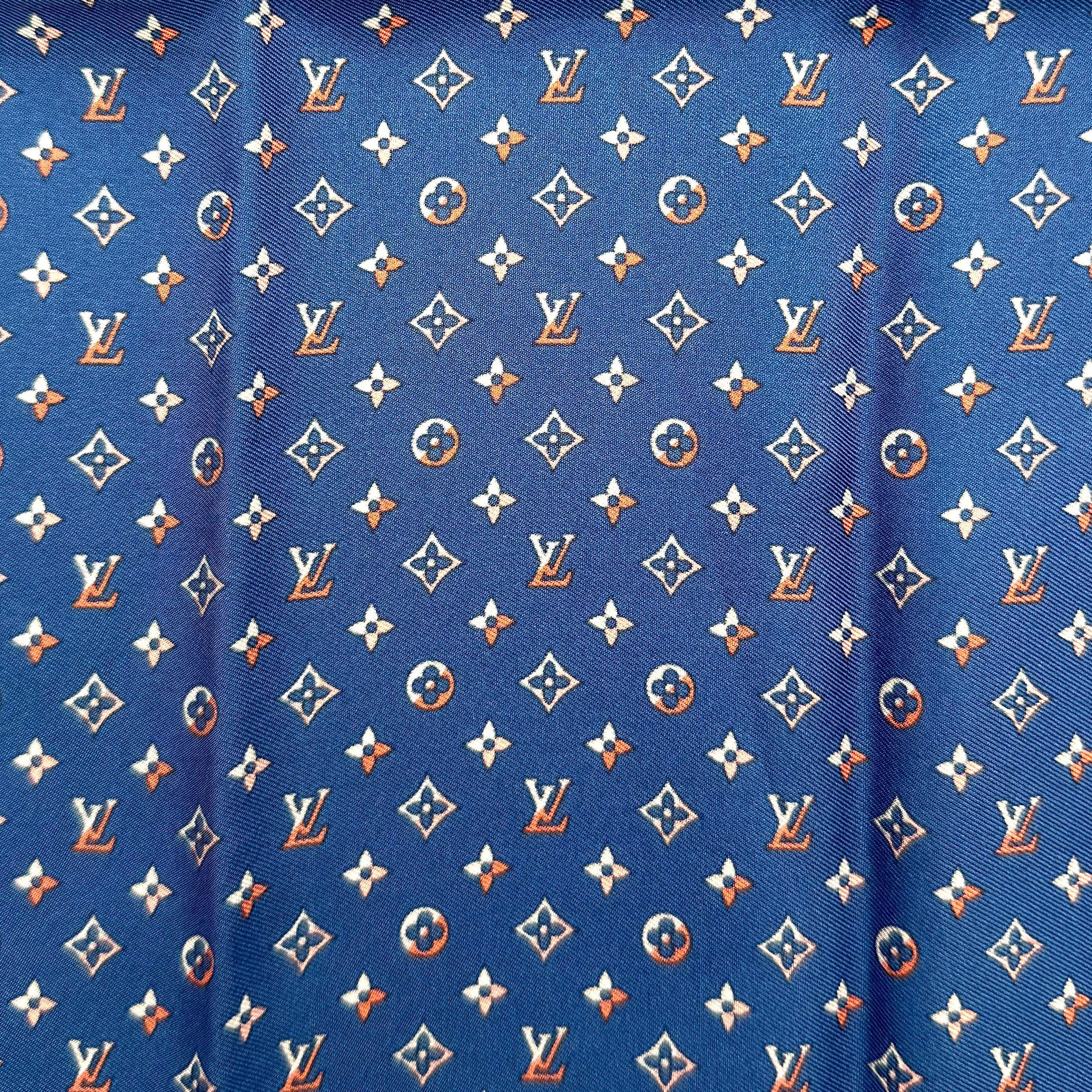 Louis Vuitton Monogram Silk Scarf Navy Blue