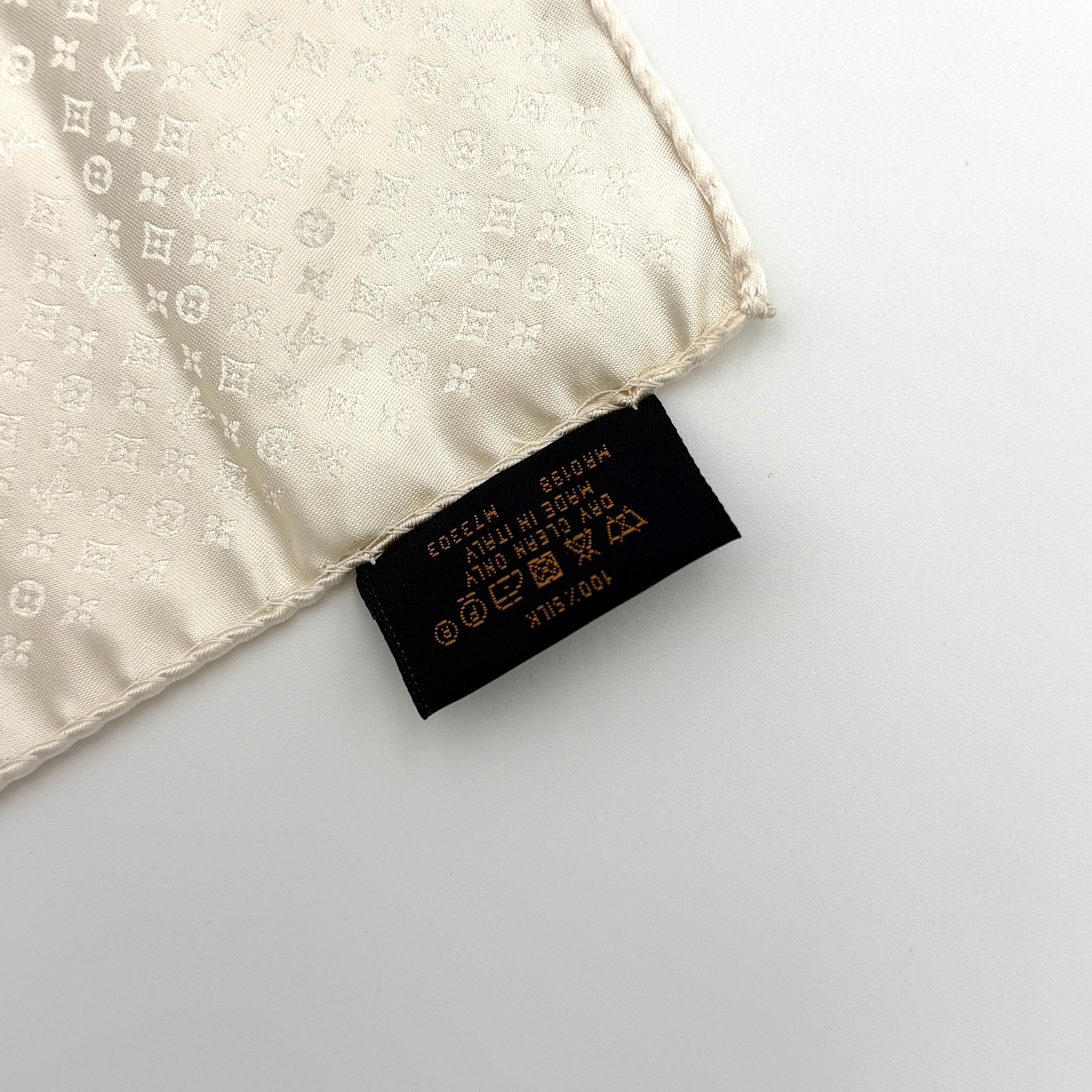 Louis Vuitton Monogram Silk Scarf Cream