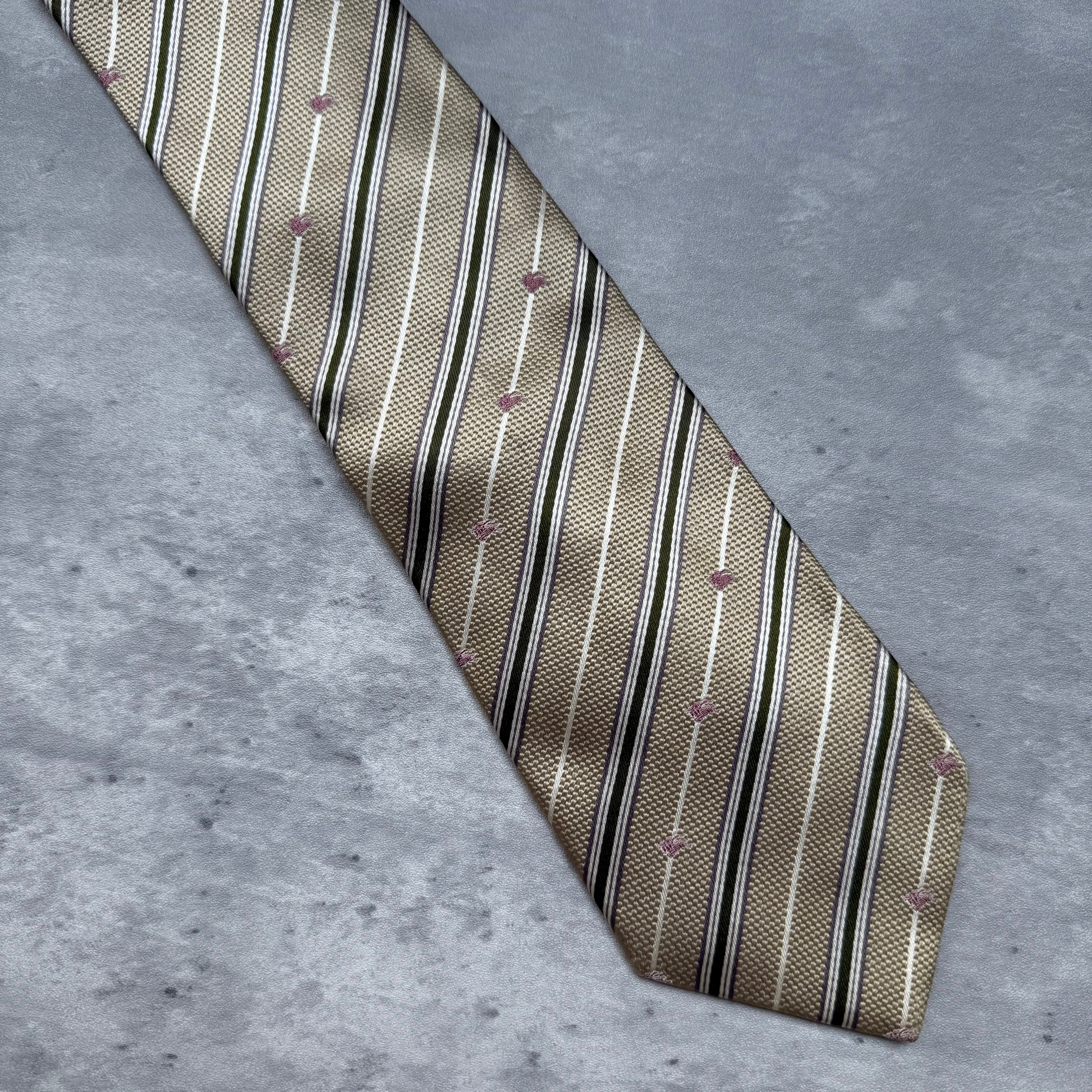 Burberry Striped Silk Neck Tie Beige