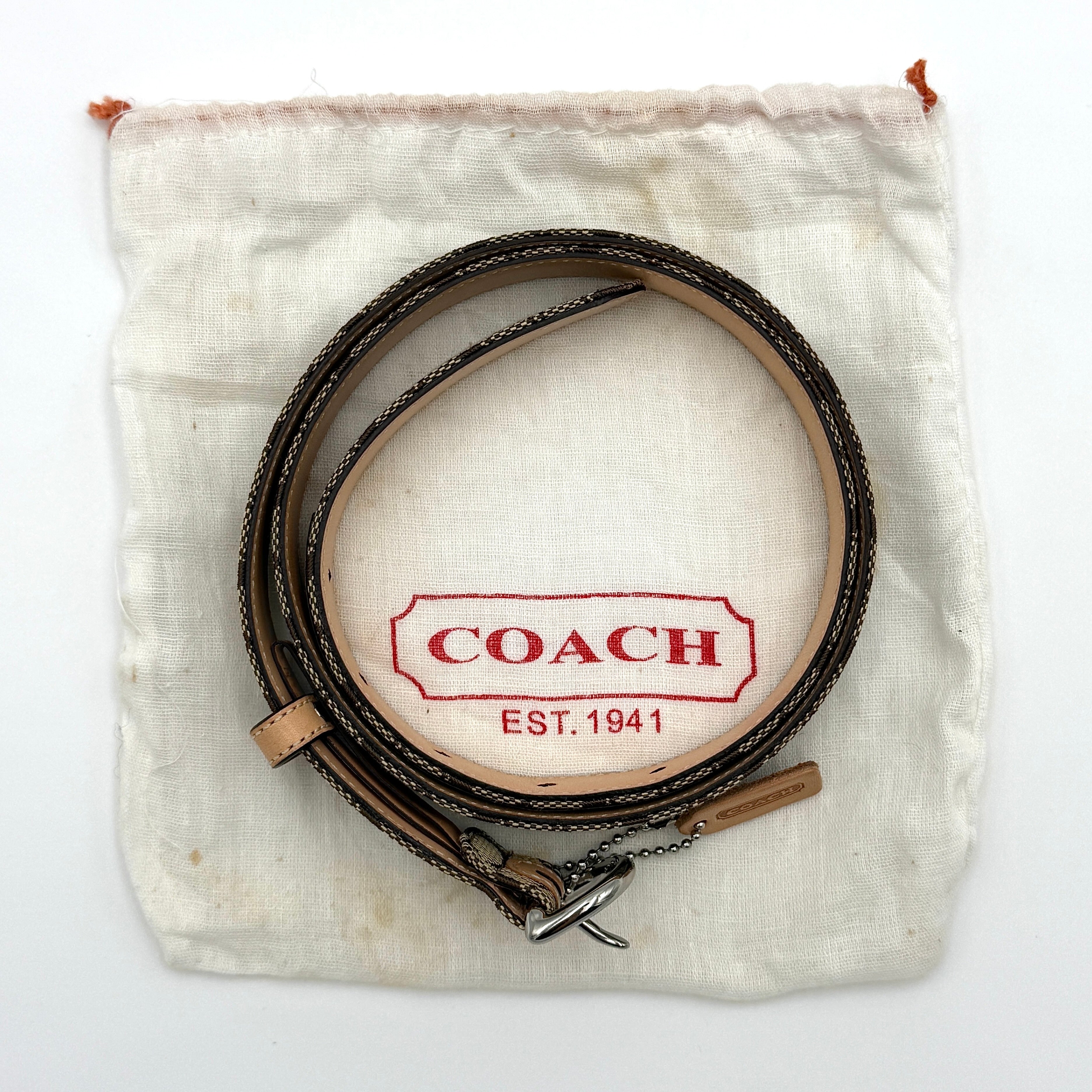 Coach Signature Canvas Buckle Belt Beige/Tan