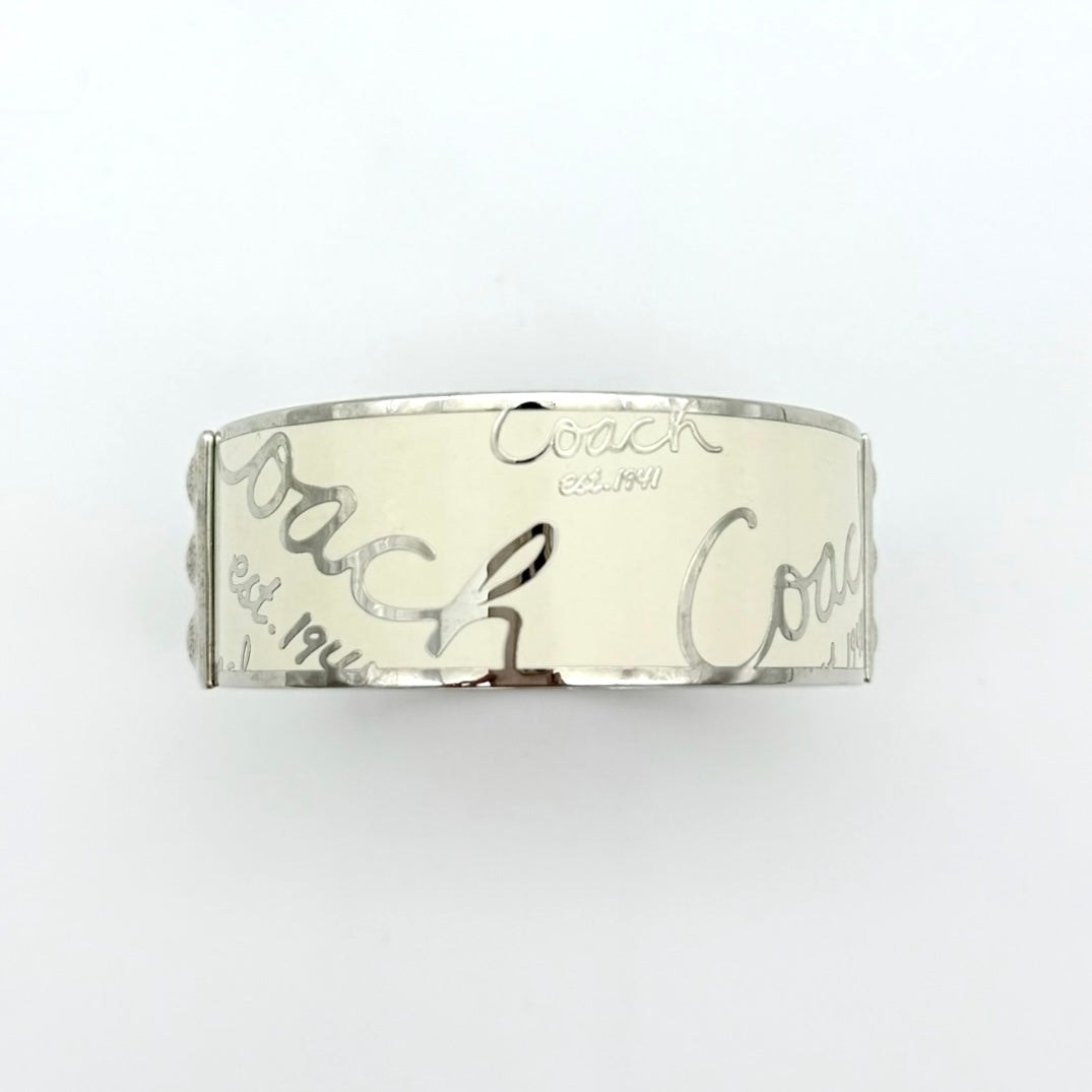 Coach Enamel Bangle Bracelet Ivory/Silver