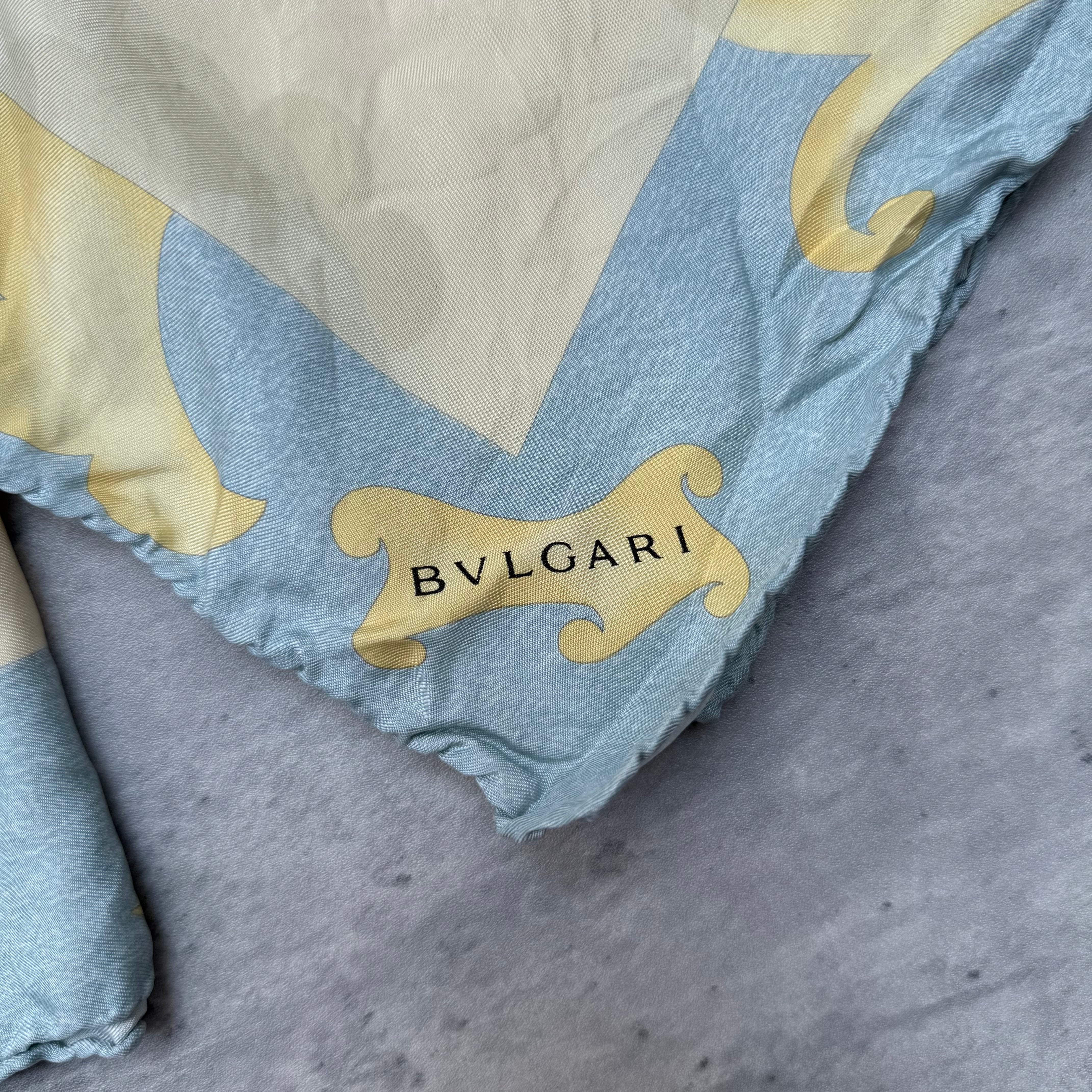 Bvlgari Silk Scarf Light Blue/Cream