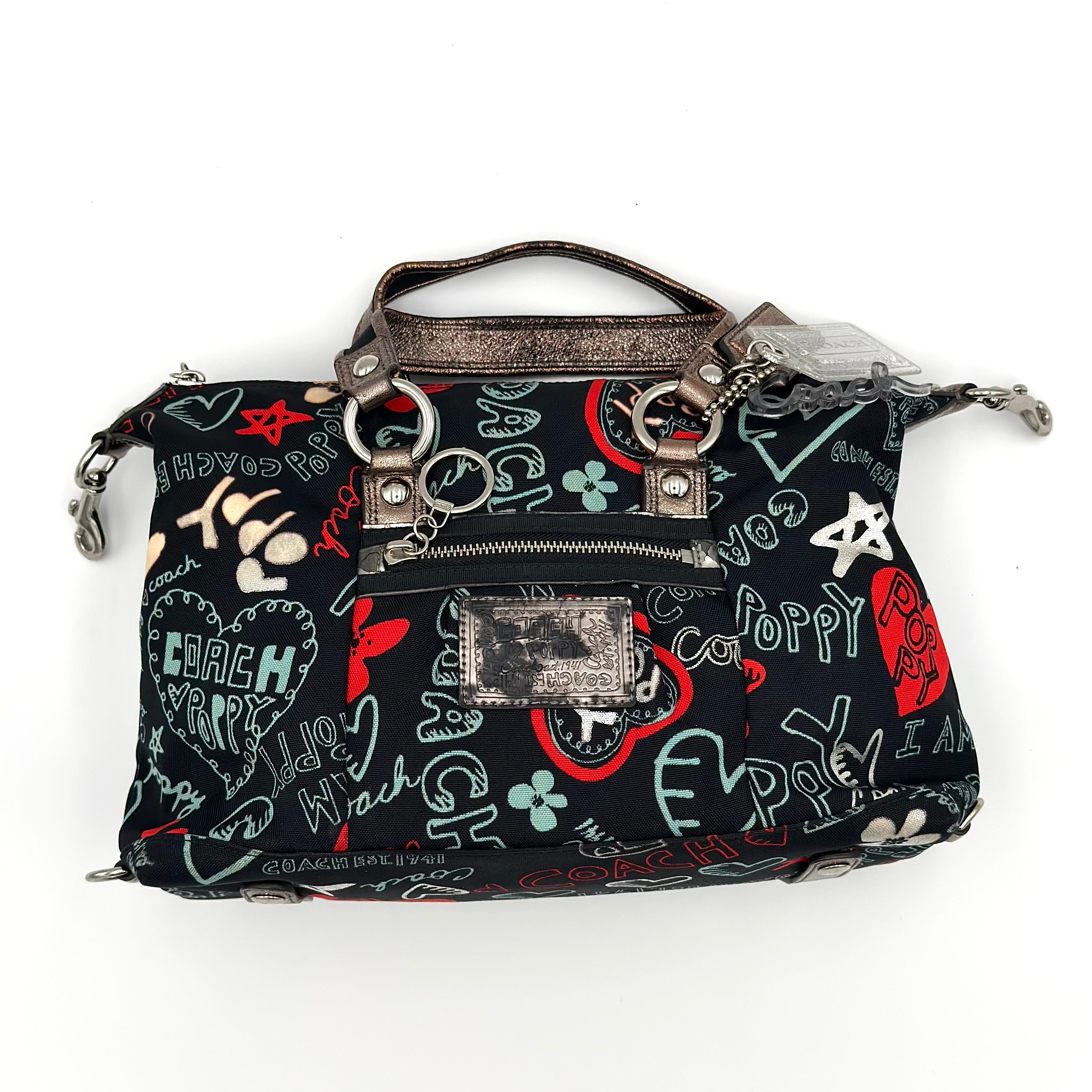 Coach 2Way Poppy Graffiti Lurex Shoulder Bag Multicolor