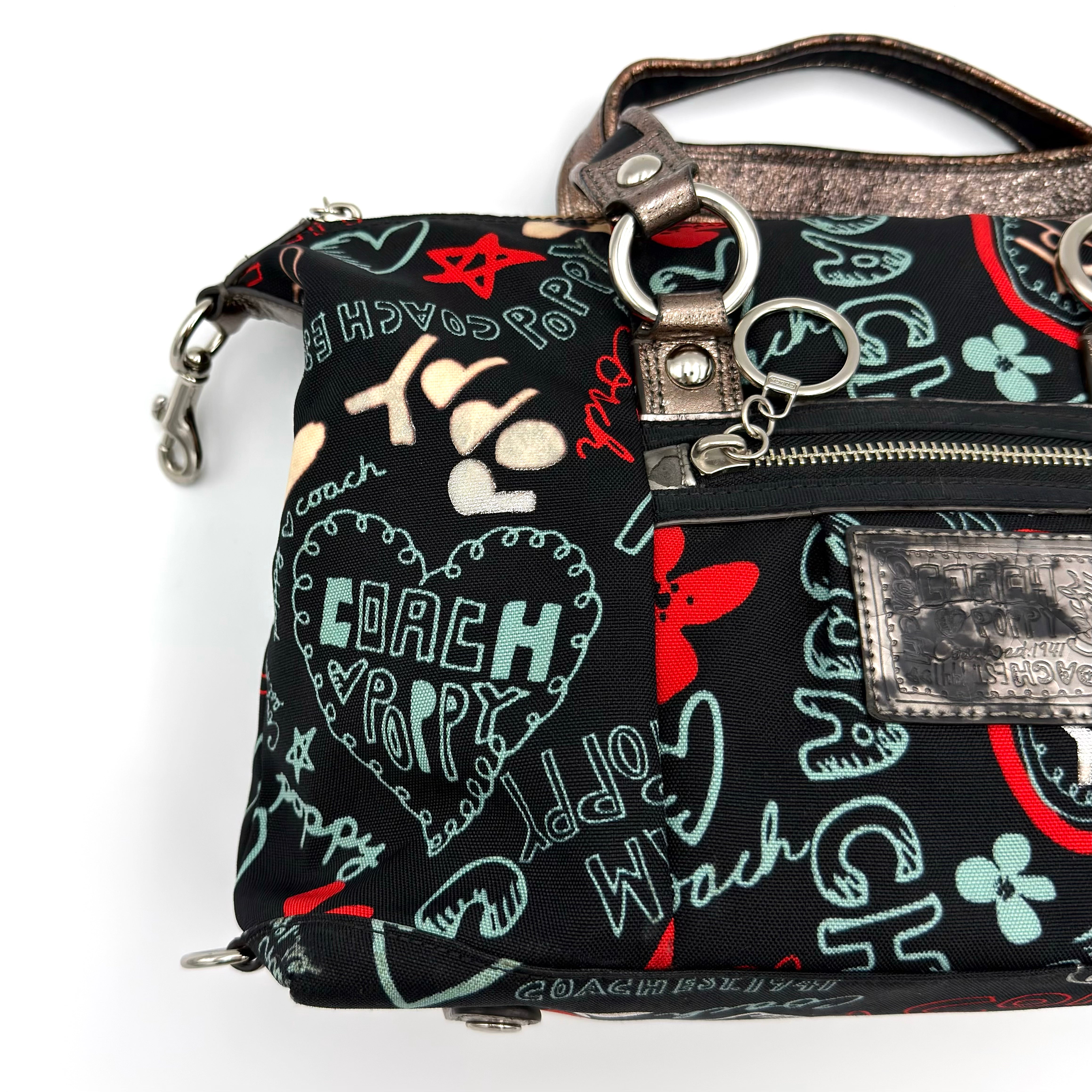 Coach 2Way Poppy Graffiti Lurex Shoulder Bag Multicolor