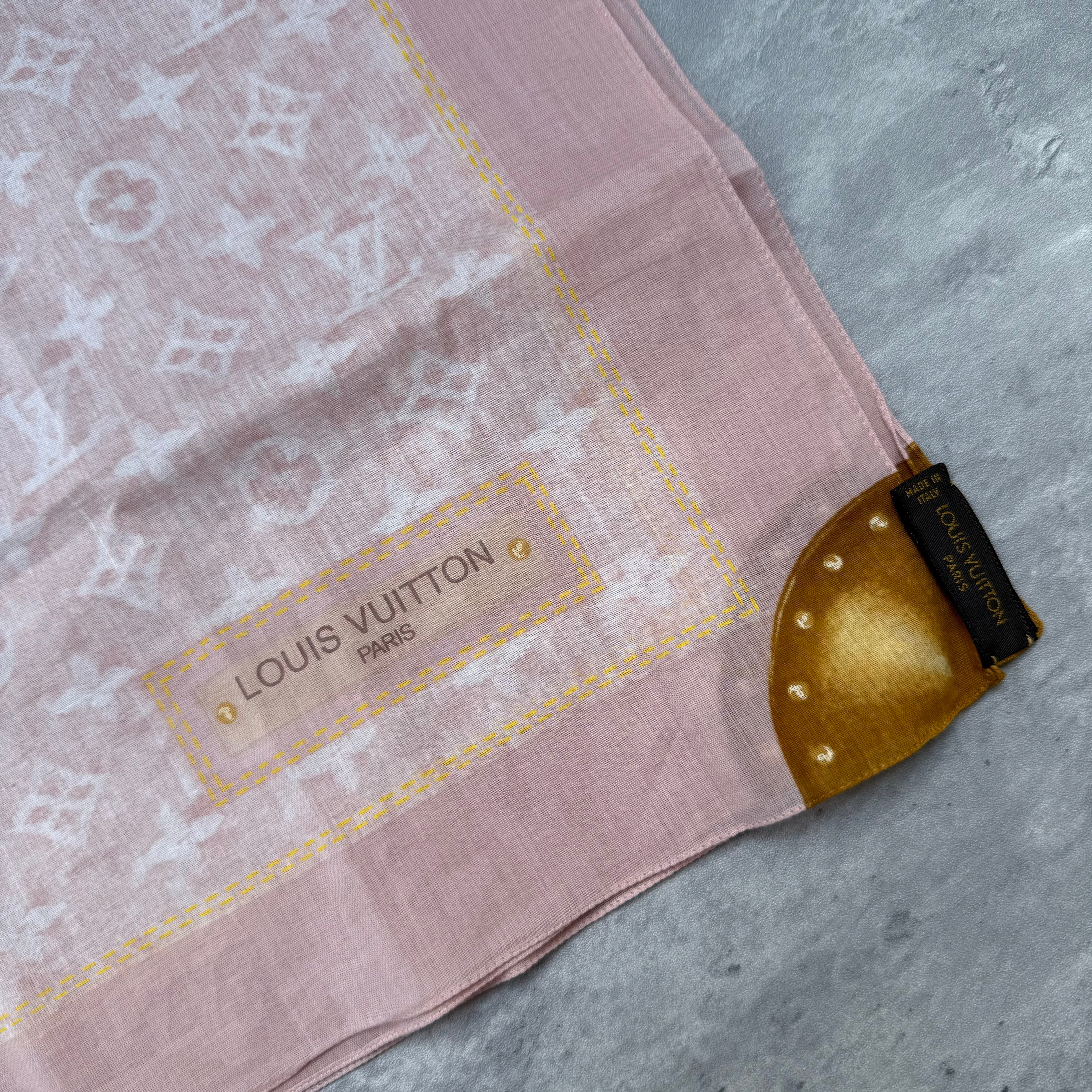 Louis Vuitton Monogram Denim Silk Scarf Light Pink