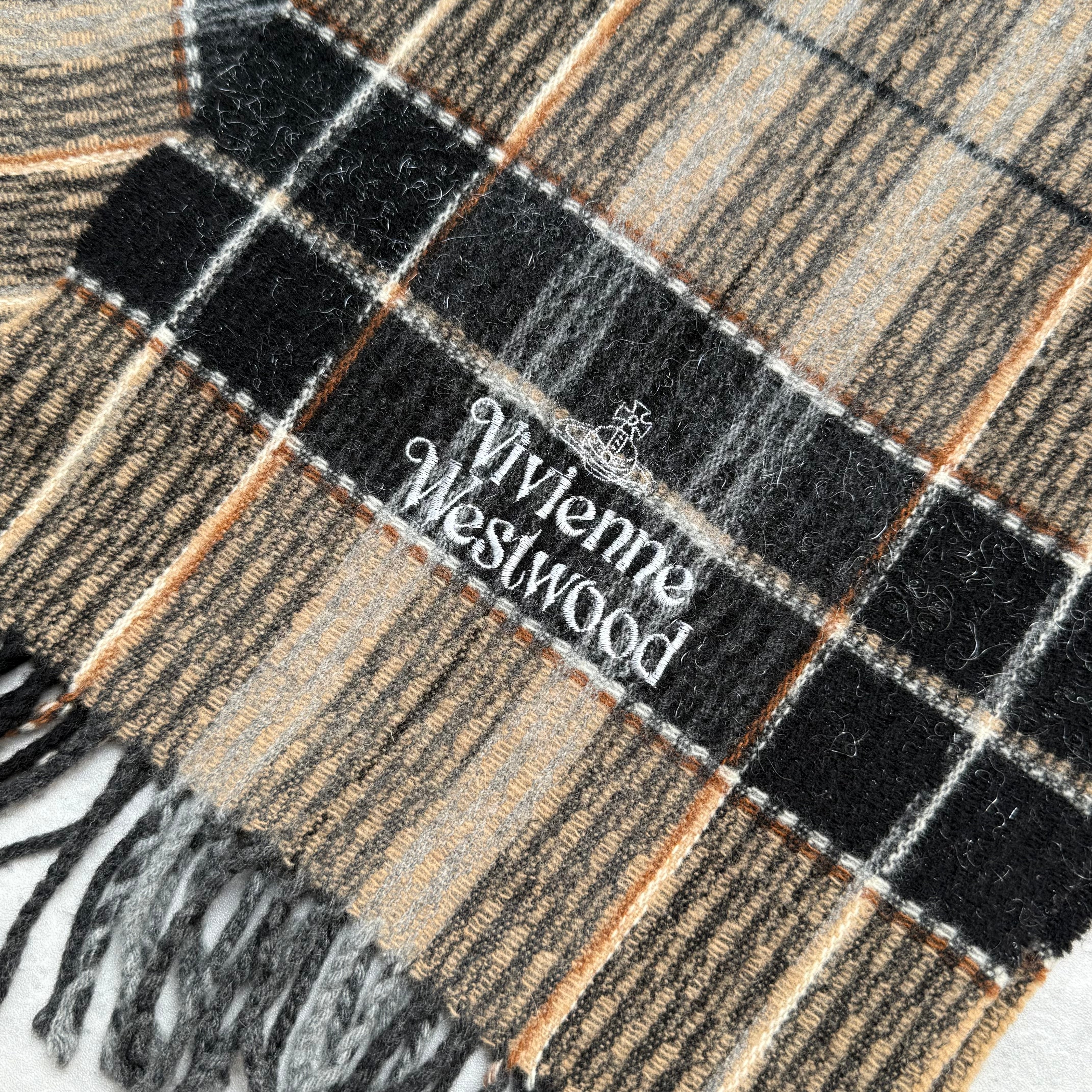 Vivienne Westwood Tartan Check Wool Scarf