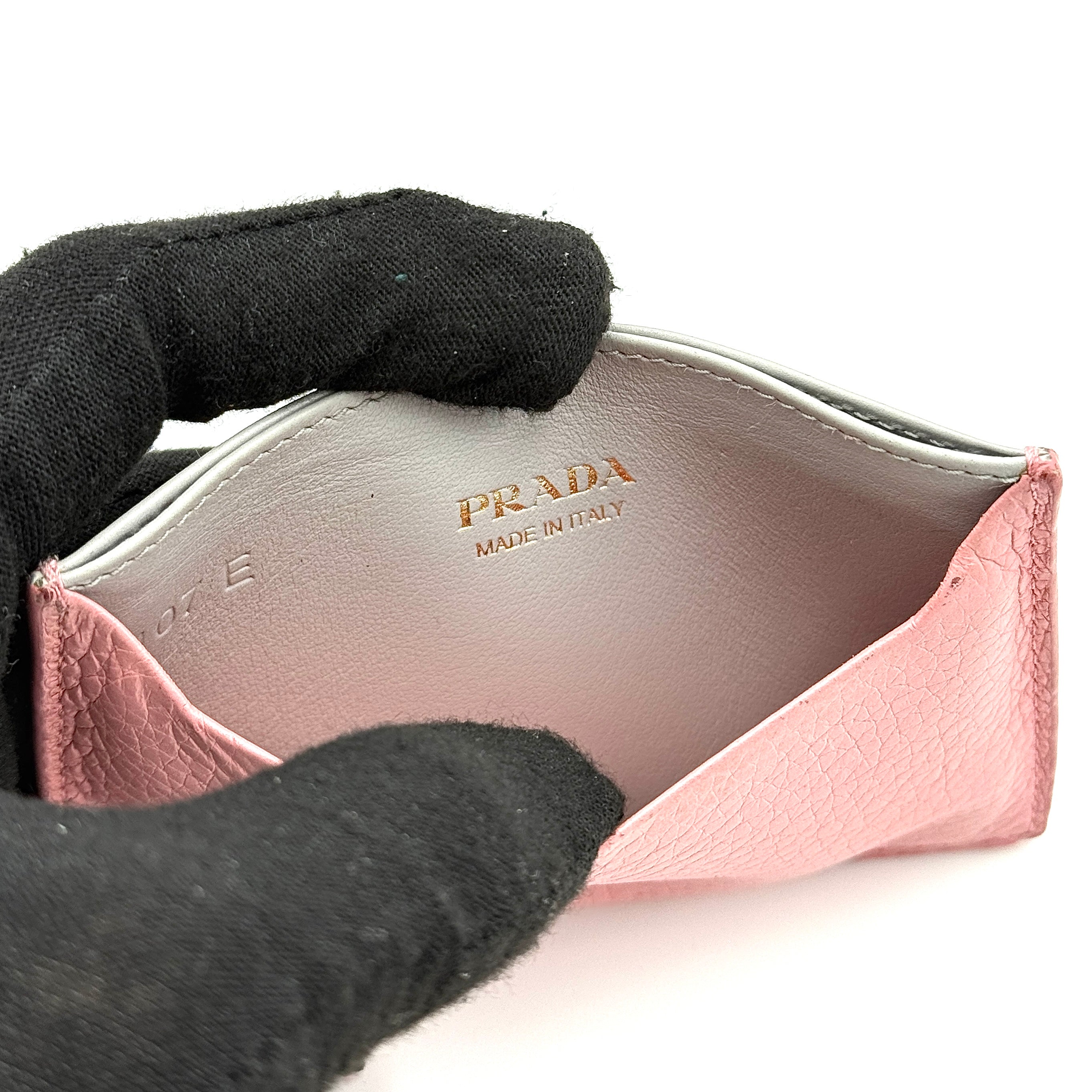 Prada Daino Colour Cardholder Pink/Grey