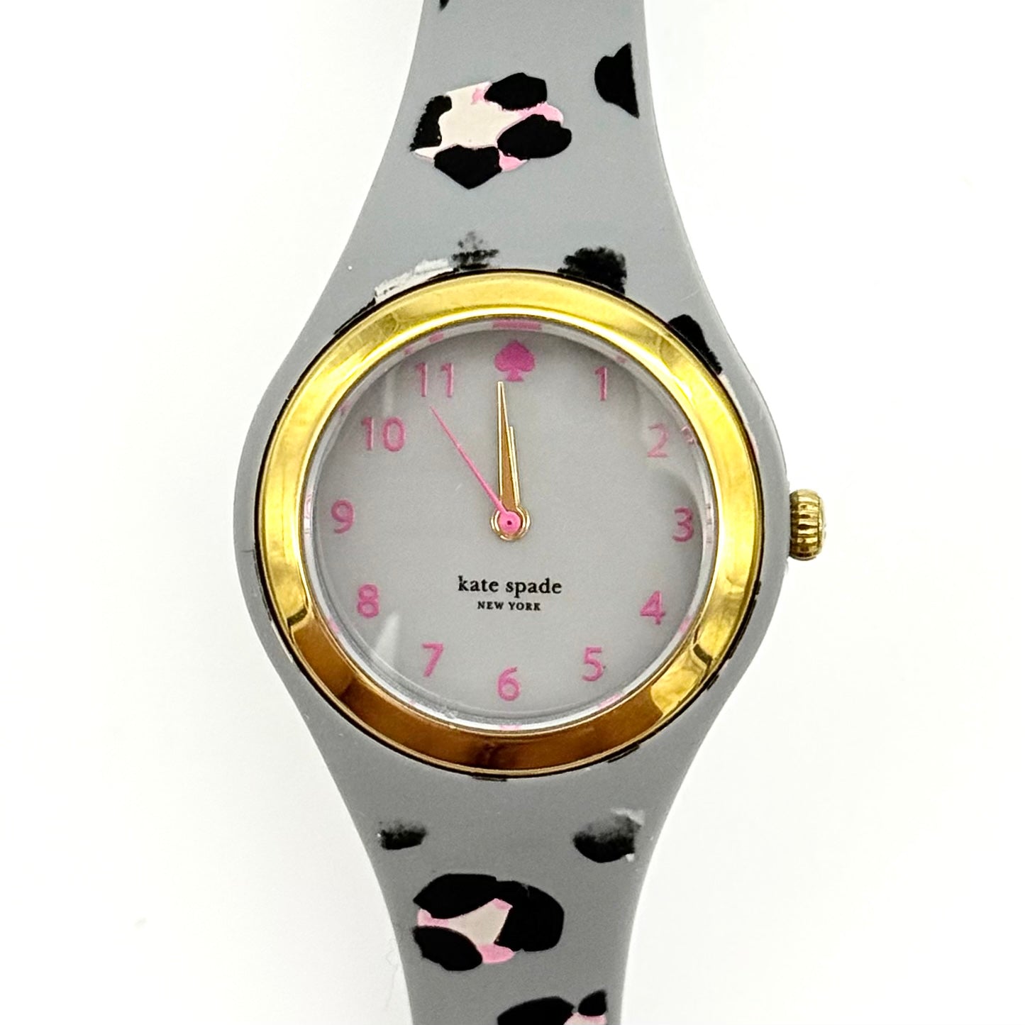 Kate Spade Rumsey Leopard Silicone Gold Tone Watch Grey