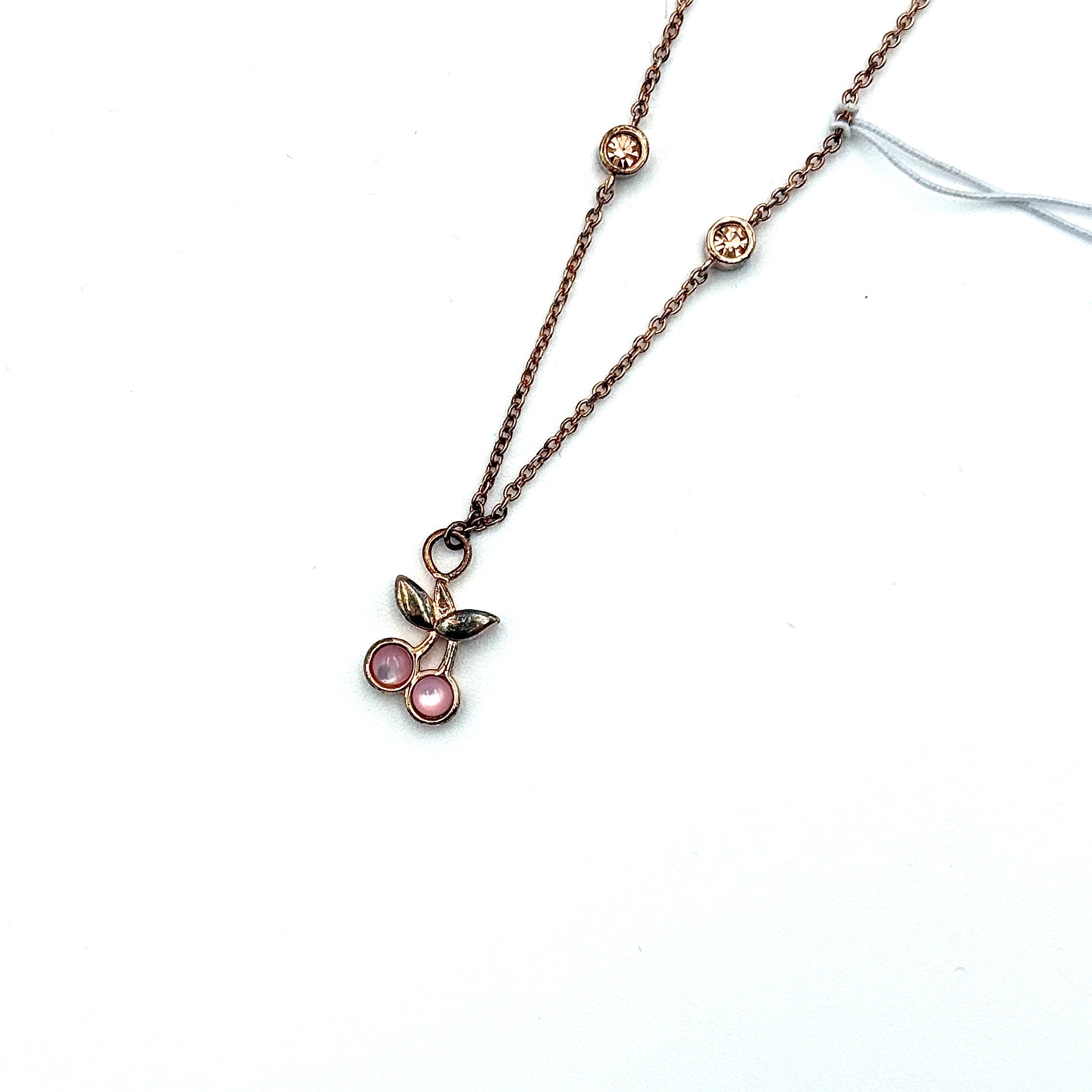 Coach Pink Cherry Necklace Rose Gold