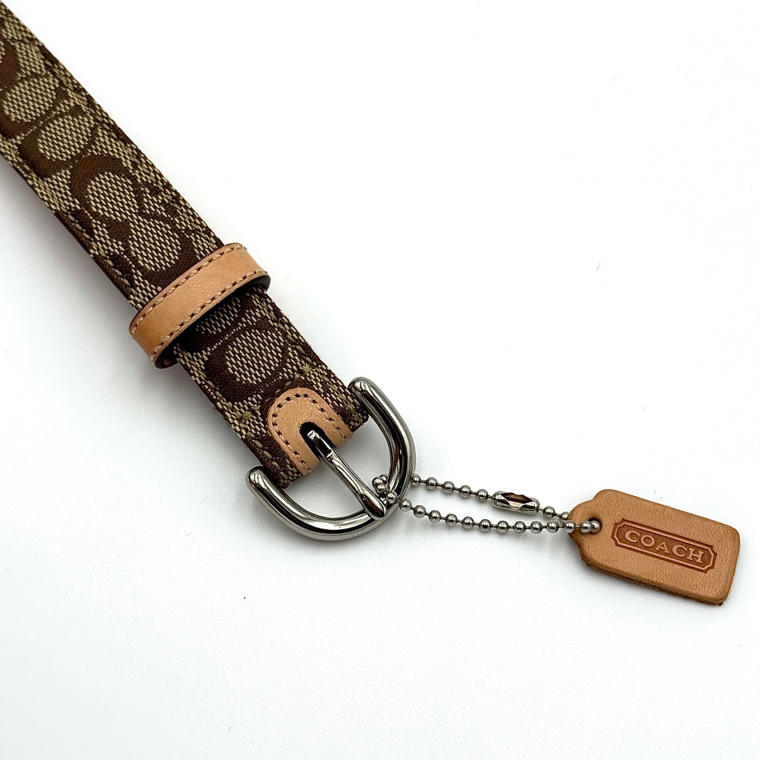 Coach Signature Canvas Buckle Belt Beige/Tan