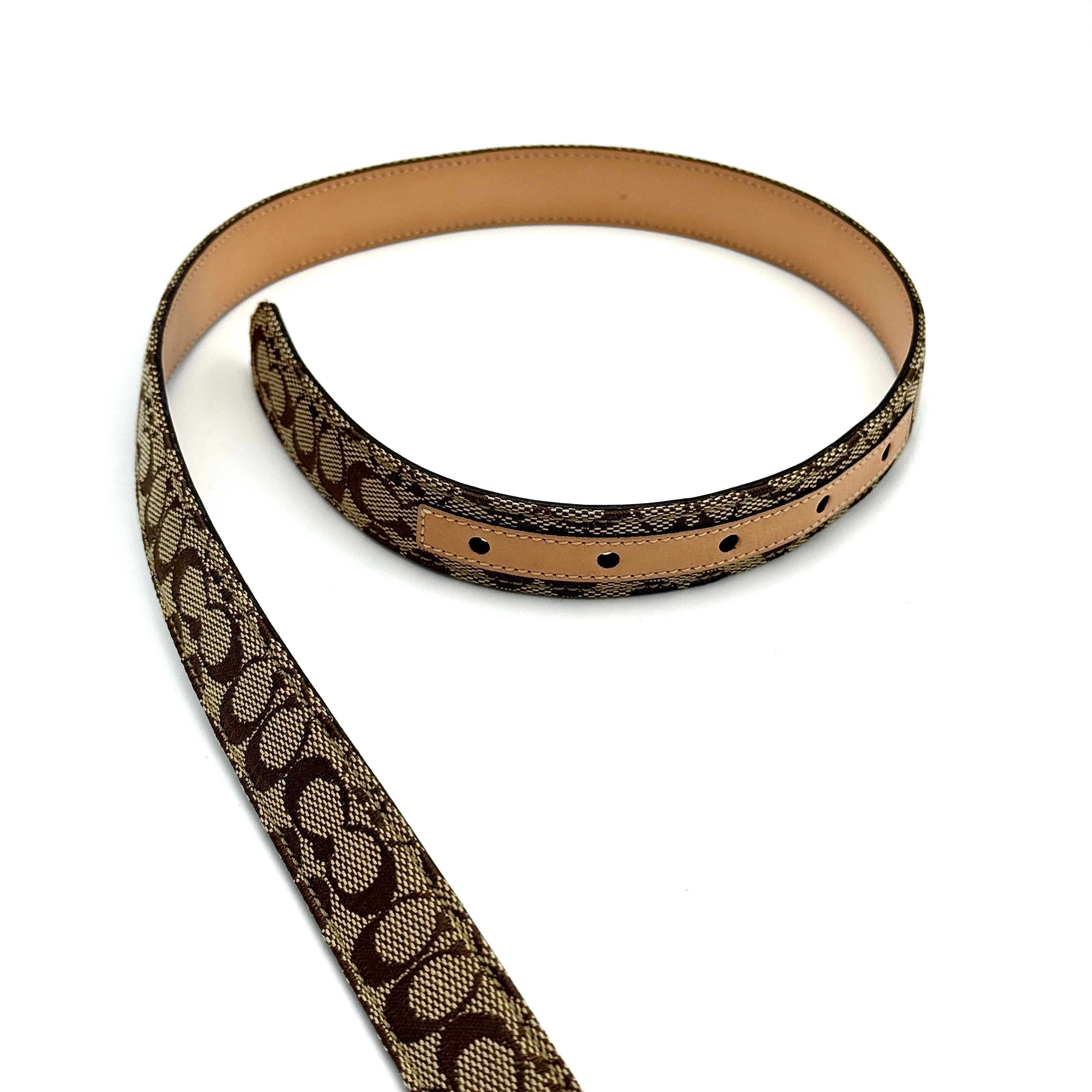 Coach Signature Canvas Buckle Belt Beige/Tan