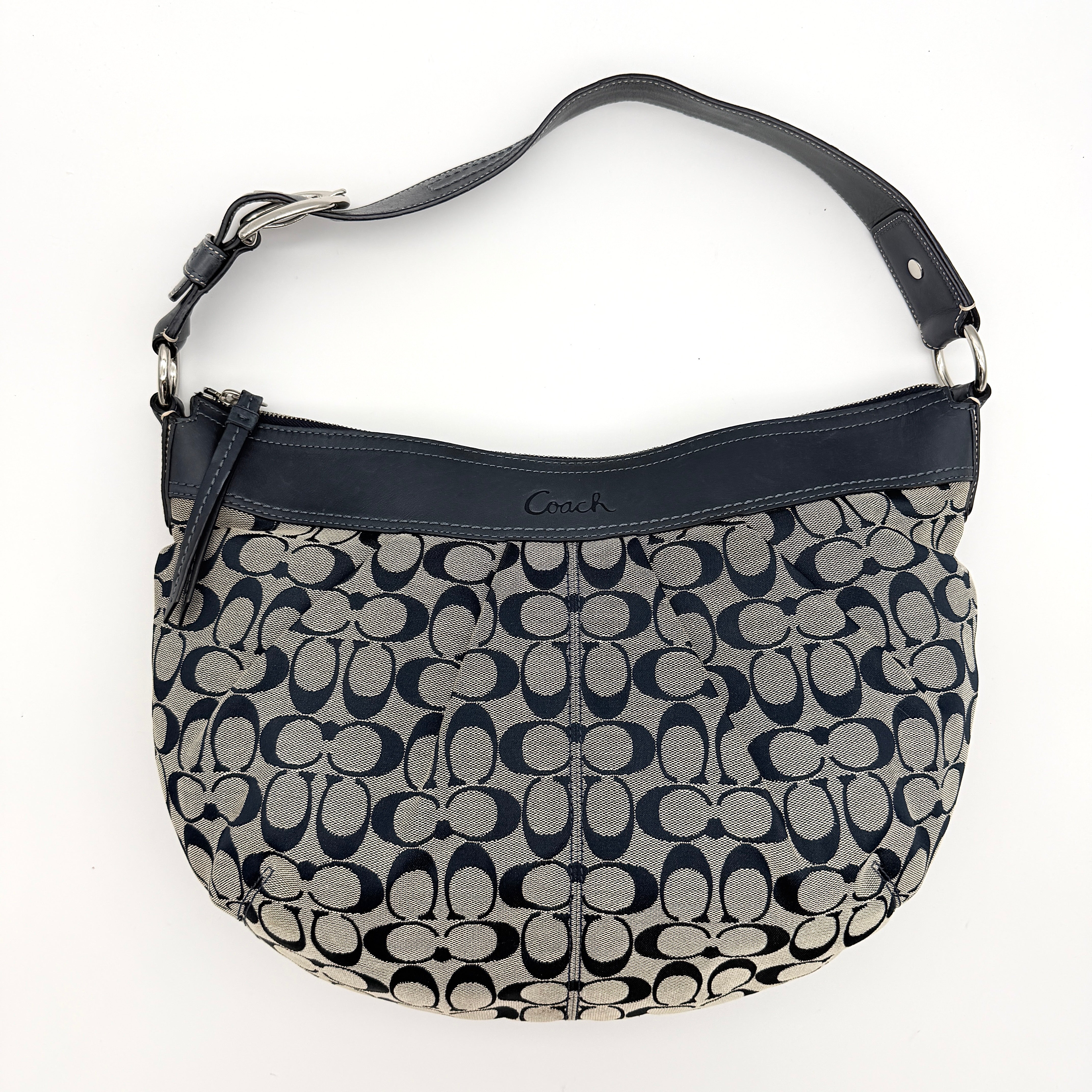 Coach Soho Pleated Hobo Shoulder Bag Black/Grey