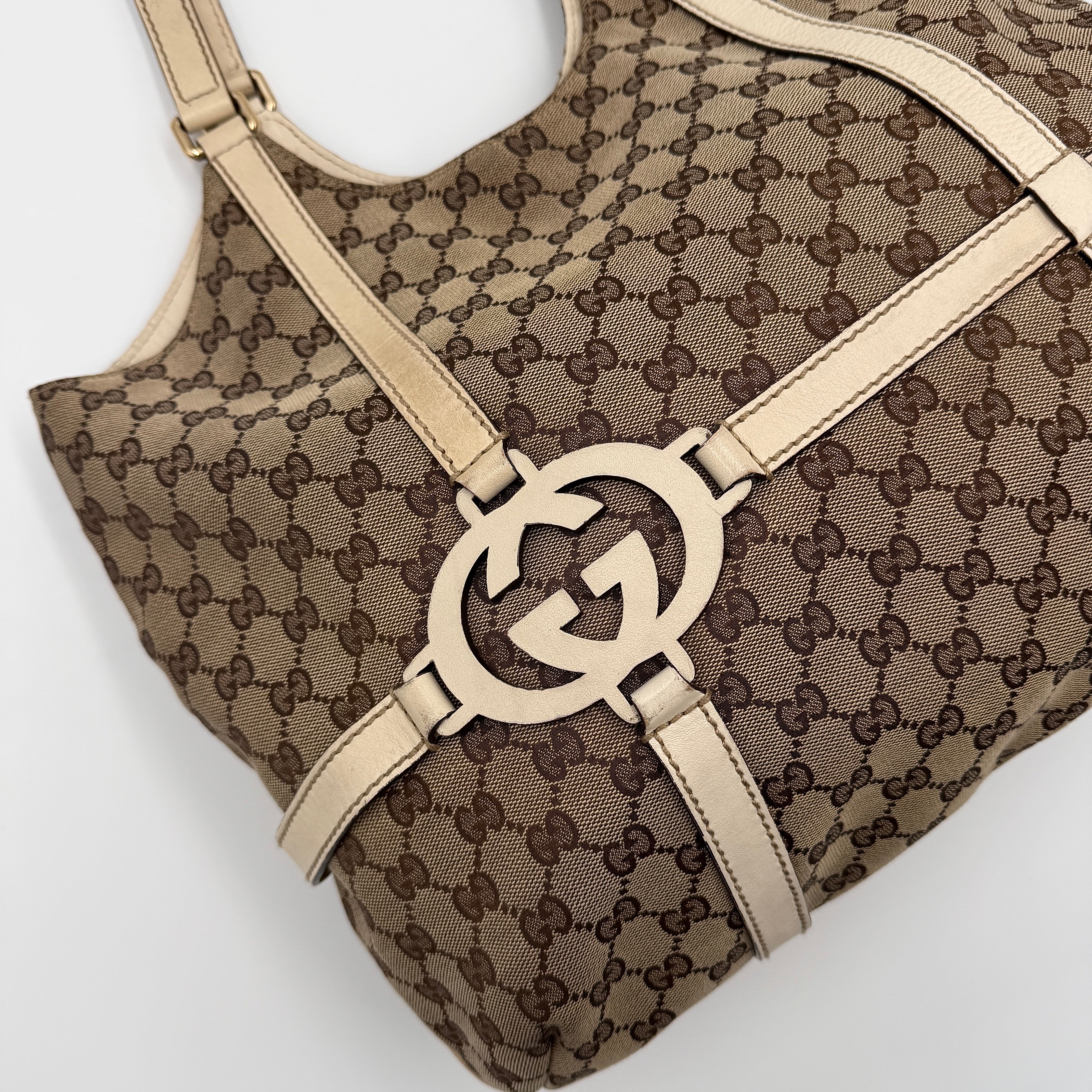 Gucci GG Monogram Royal Hobo Shoulder Bag Beige