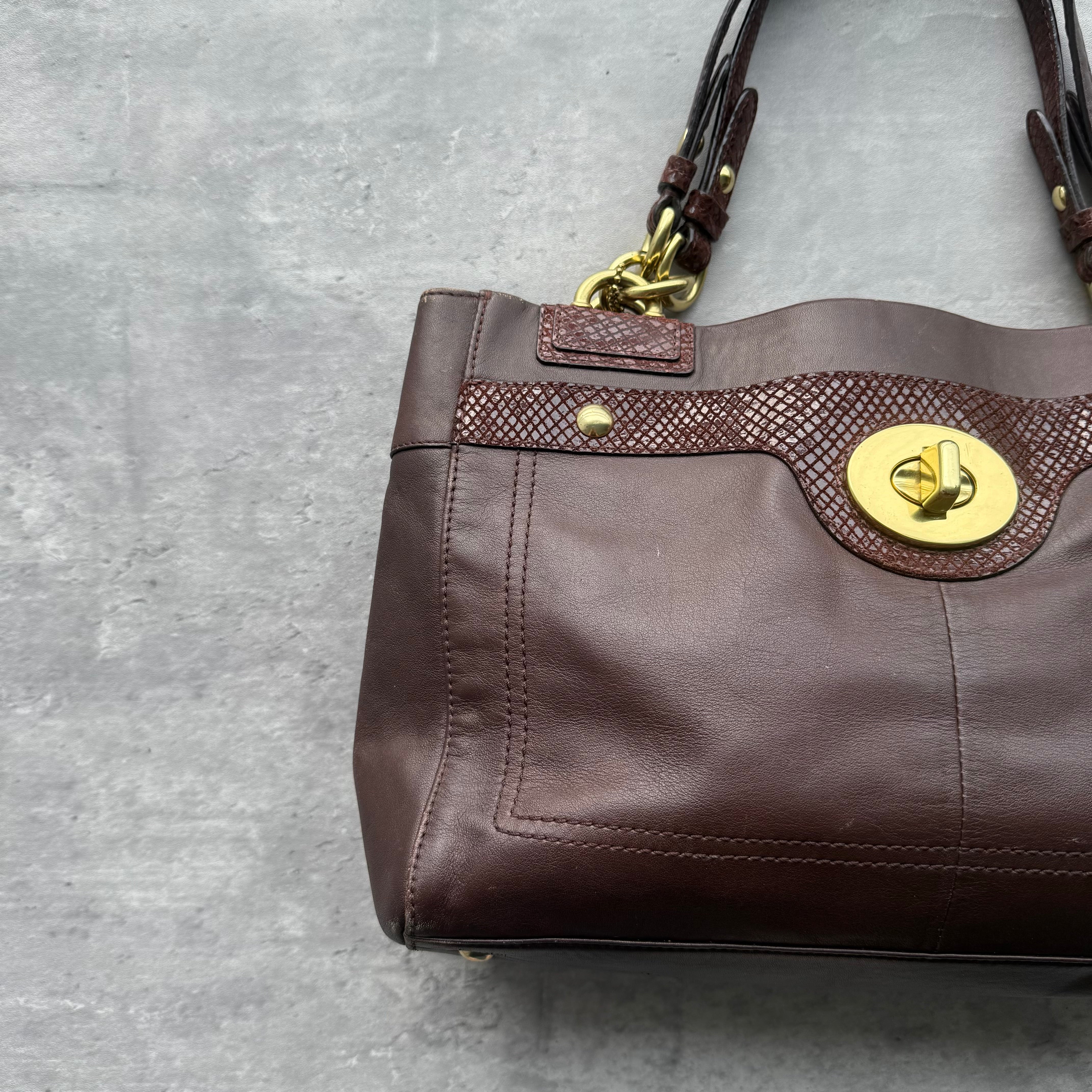 Coach Penelope Pebbled Leather Handbag Brown