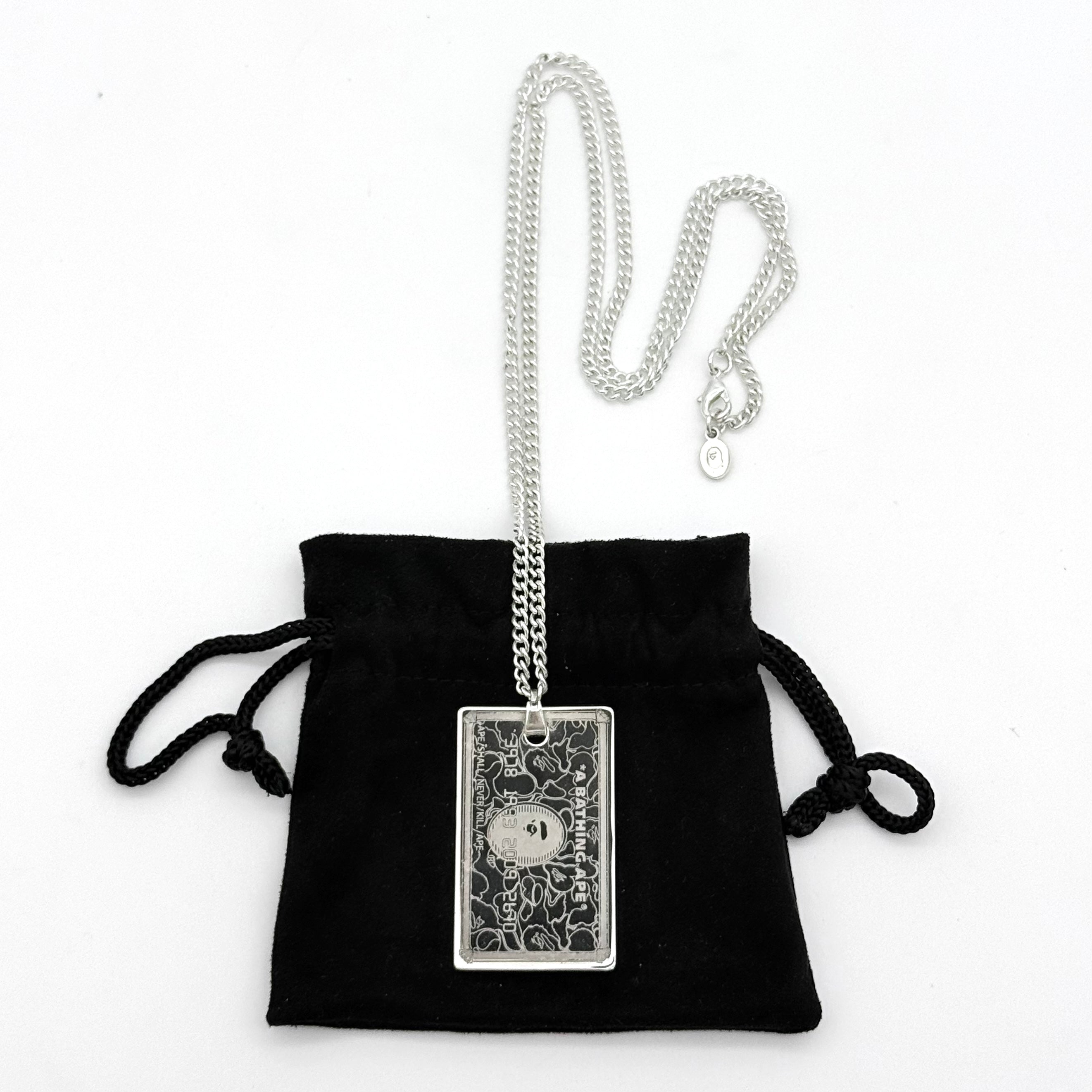 BAPE A Bathing Ape Bape Card Novelty Pendant Necklace Silver