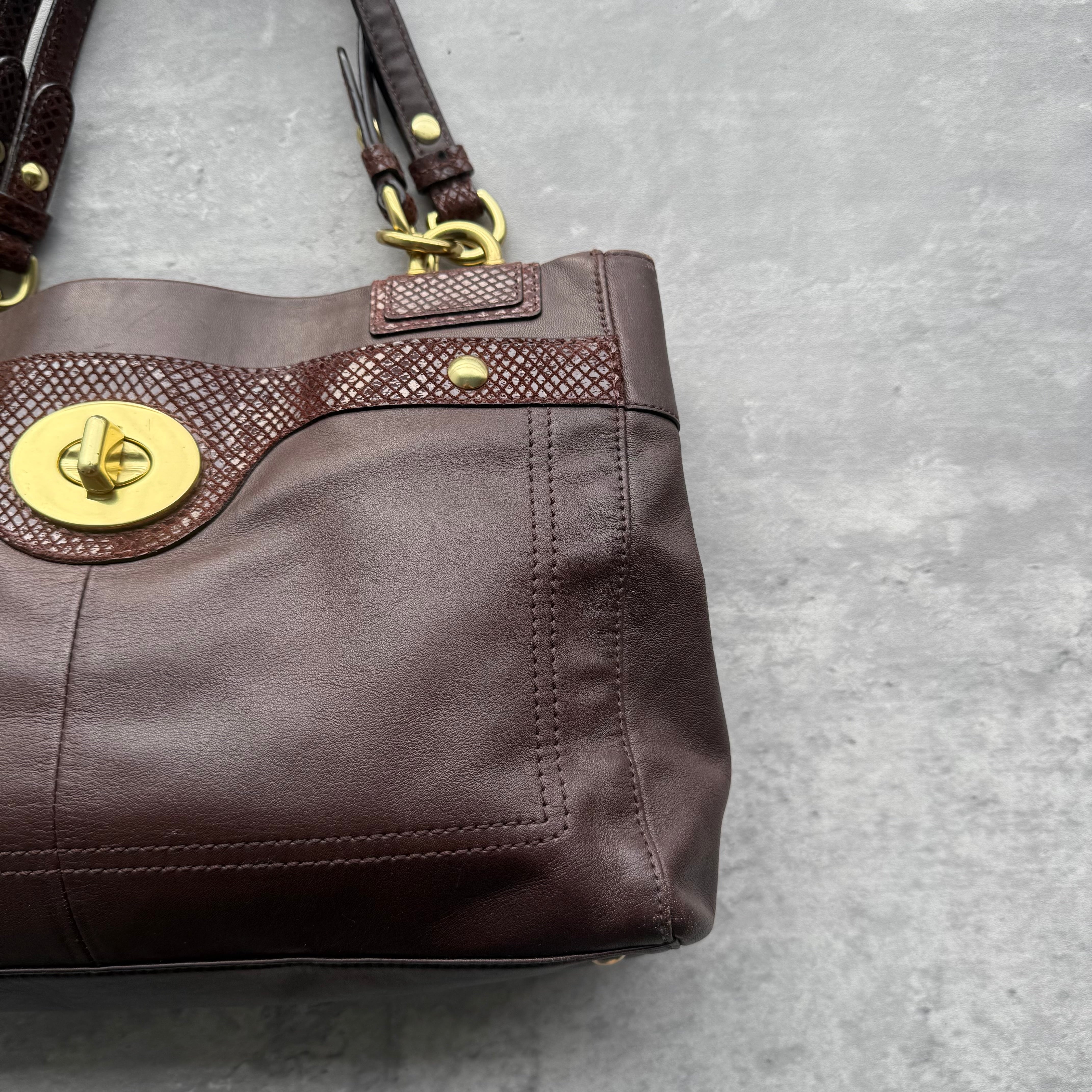 Coach Penelope Pebbled Leather Handbag Brown