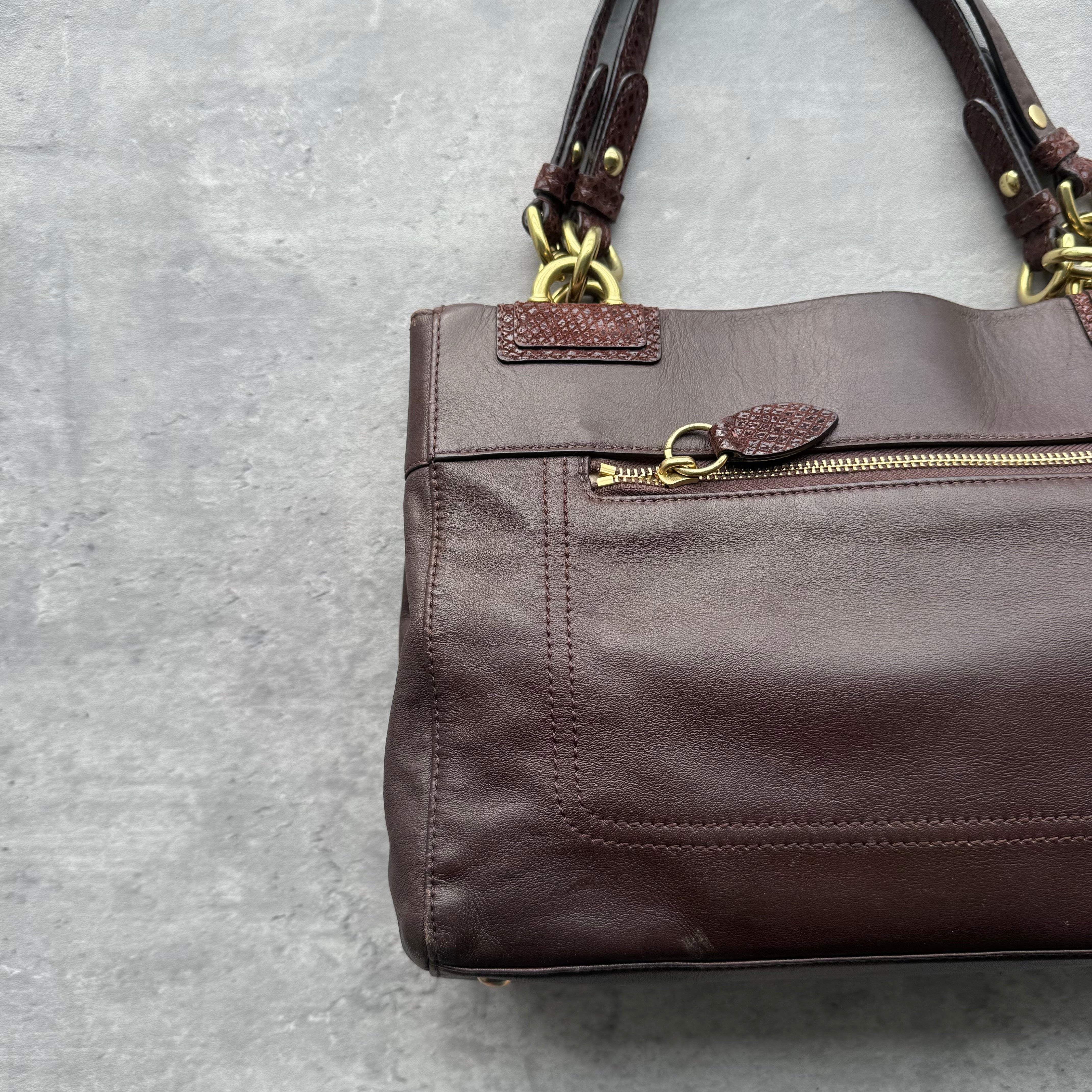 Coach Penelope Pebbled Leather Handbag Brown