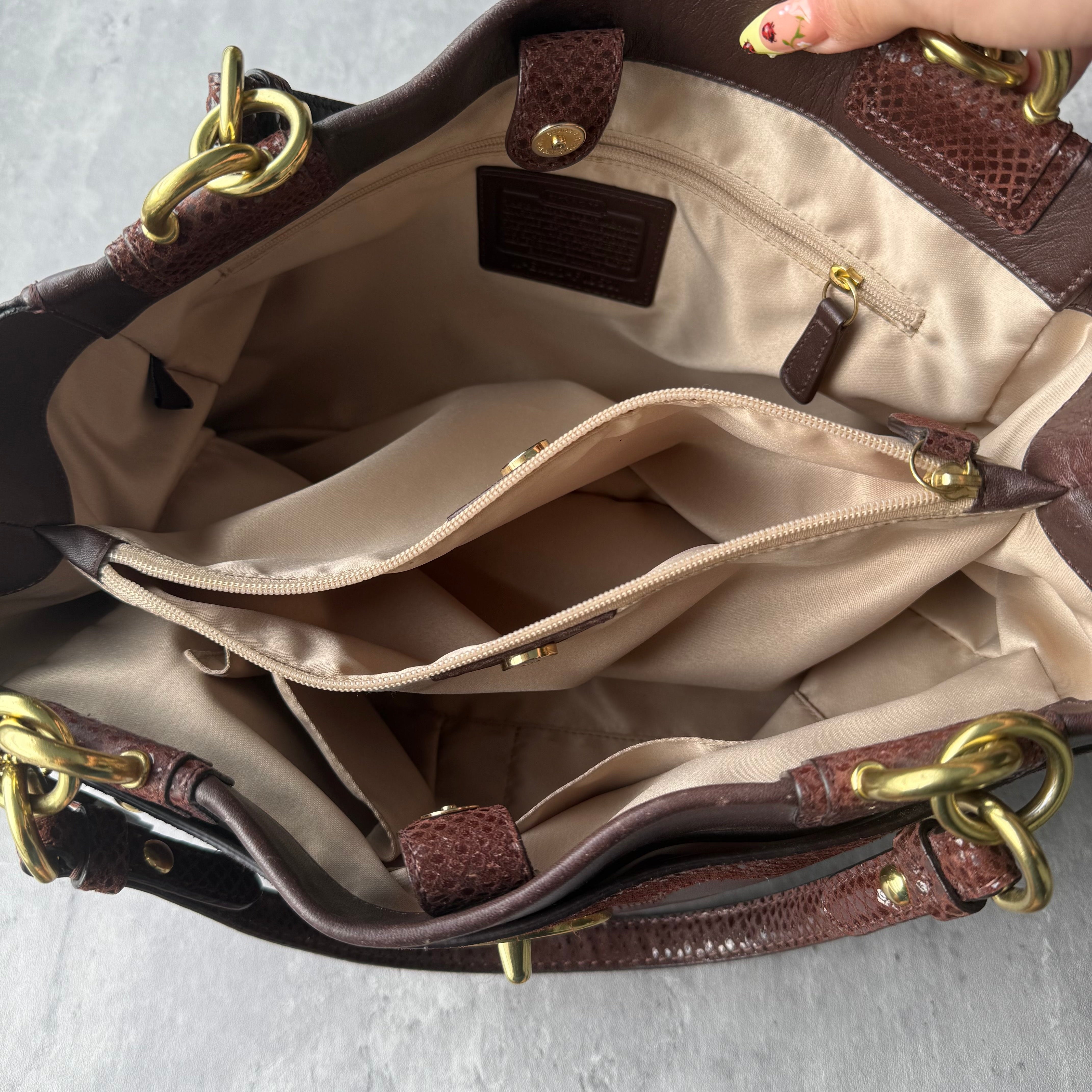 Coach Penelope Pebbled Leather Handbag Brown