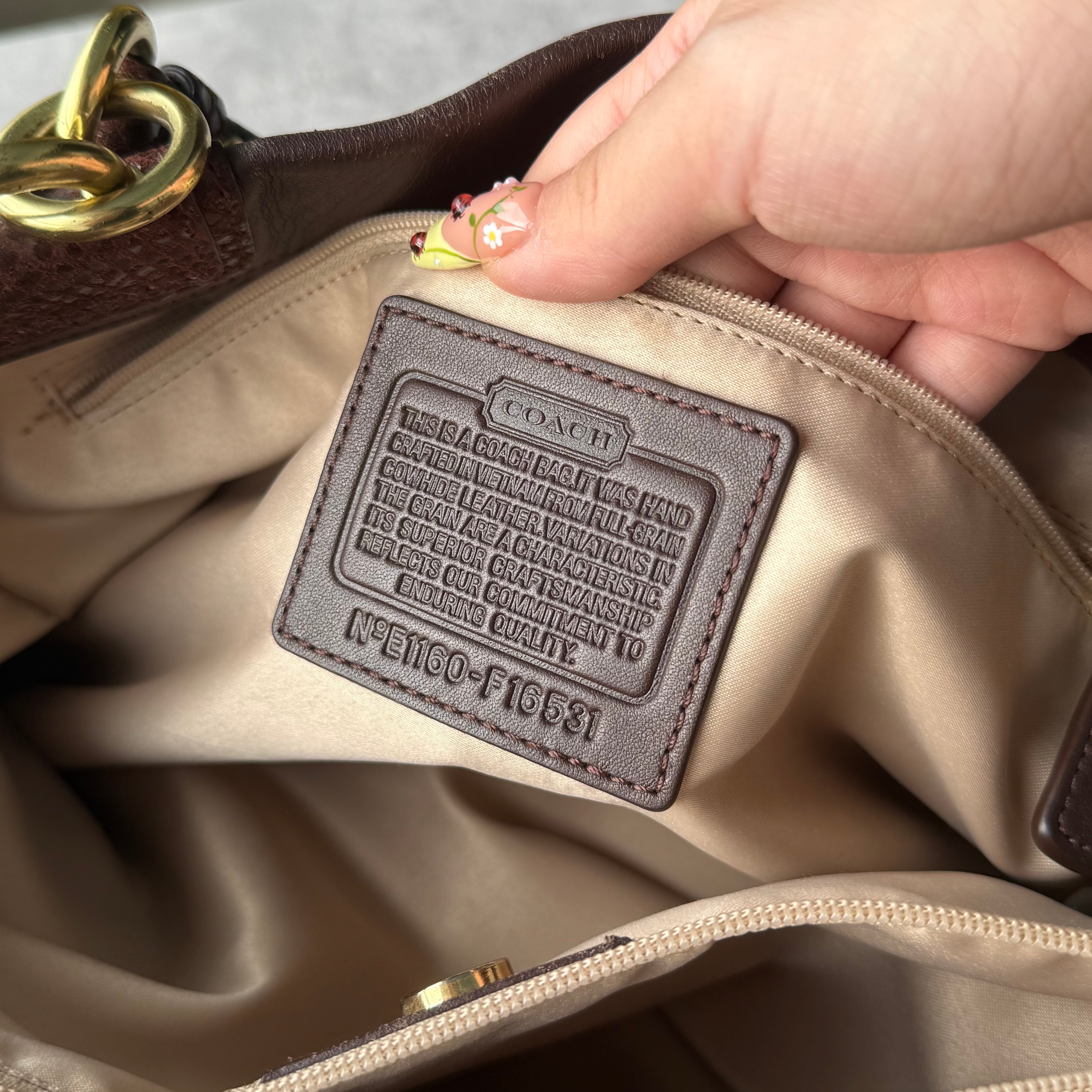 Coach Penelope Pebbled Leather Handbag Brown