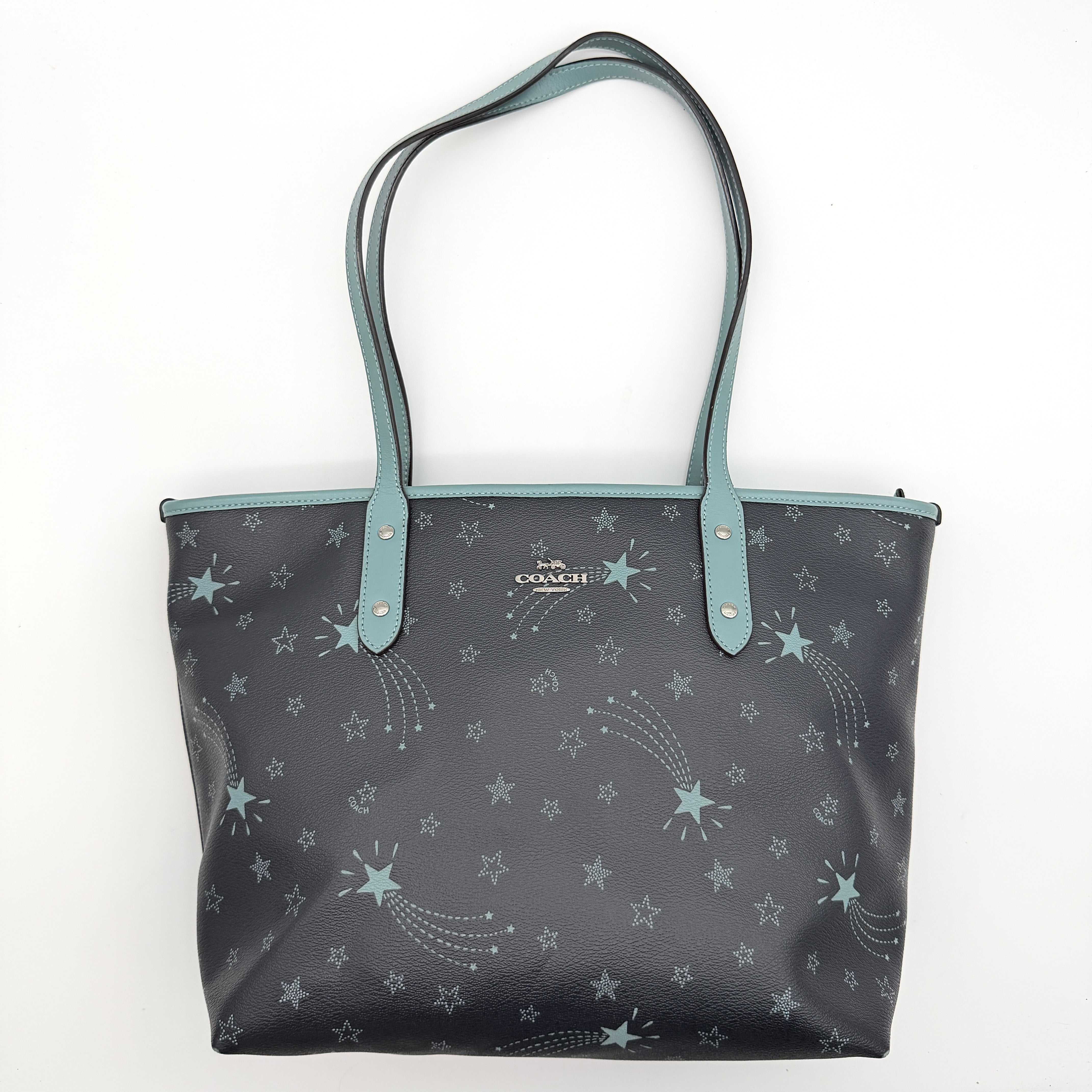 Coach Fiona Star Print Zip Tote Bag Navy Blue