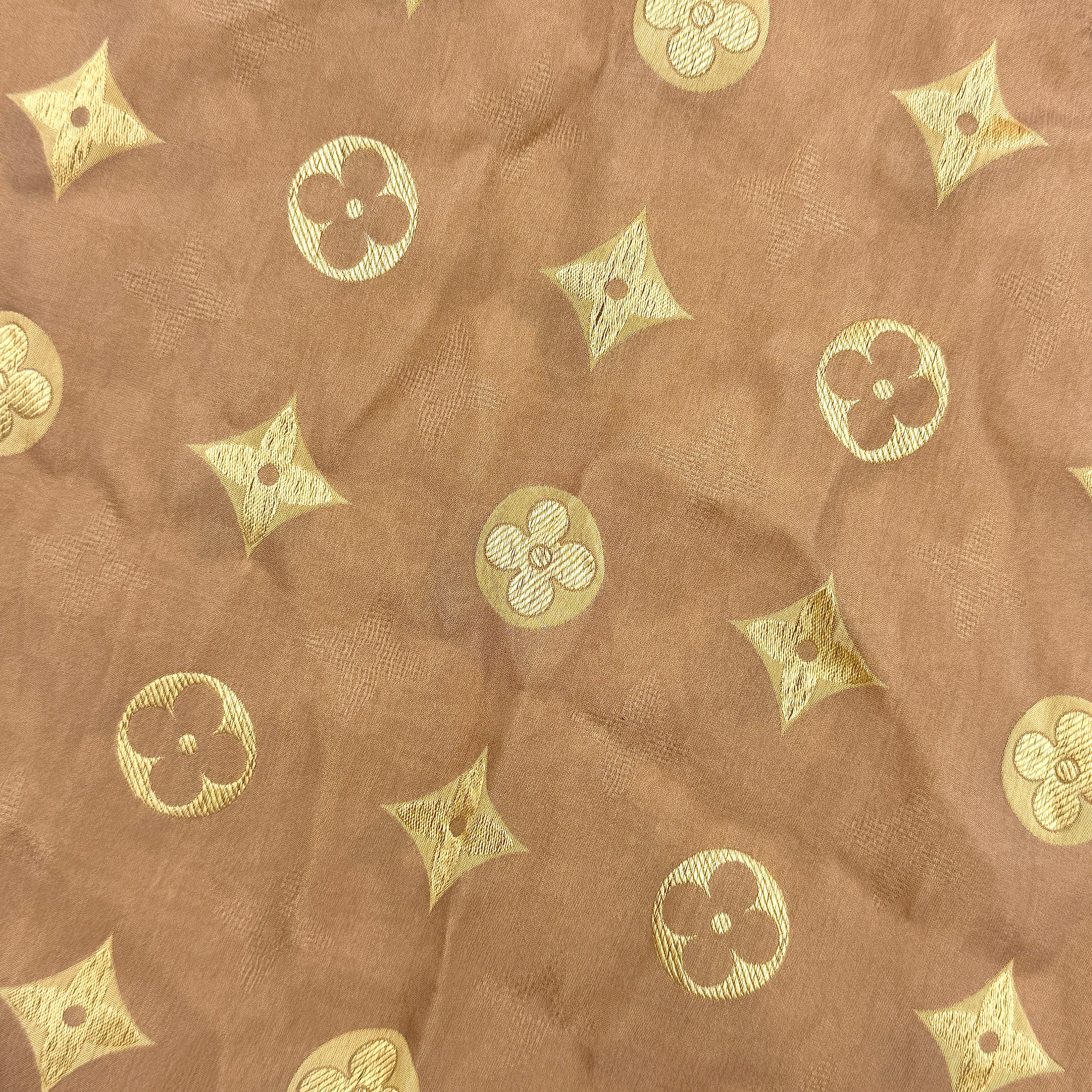 Louis Vuitton Monogram Silk/Acetate Chiffon Scarf Brown/Beige