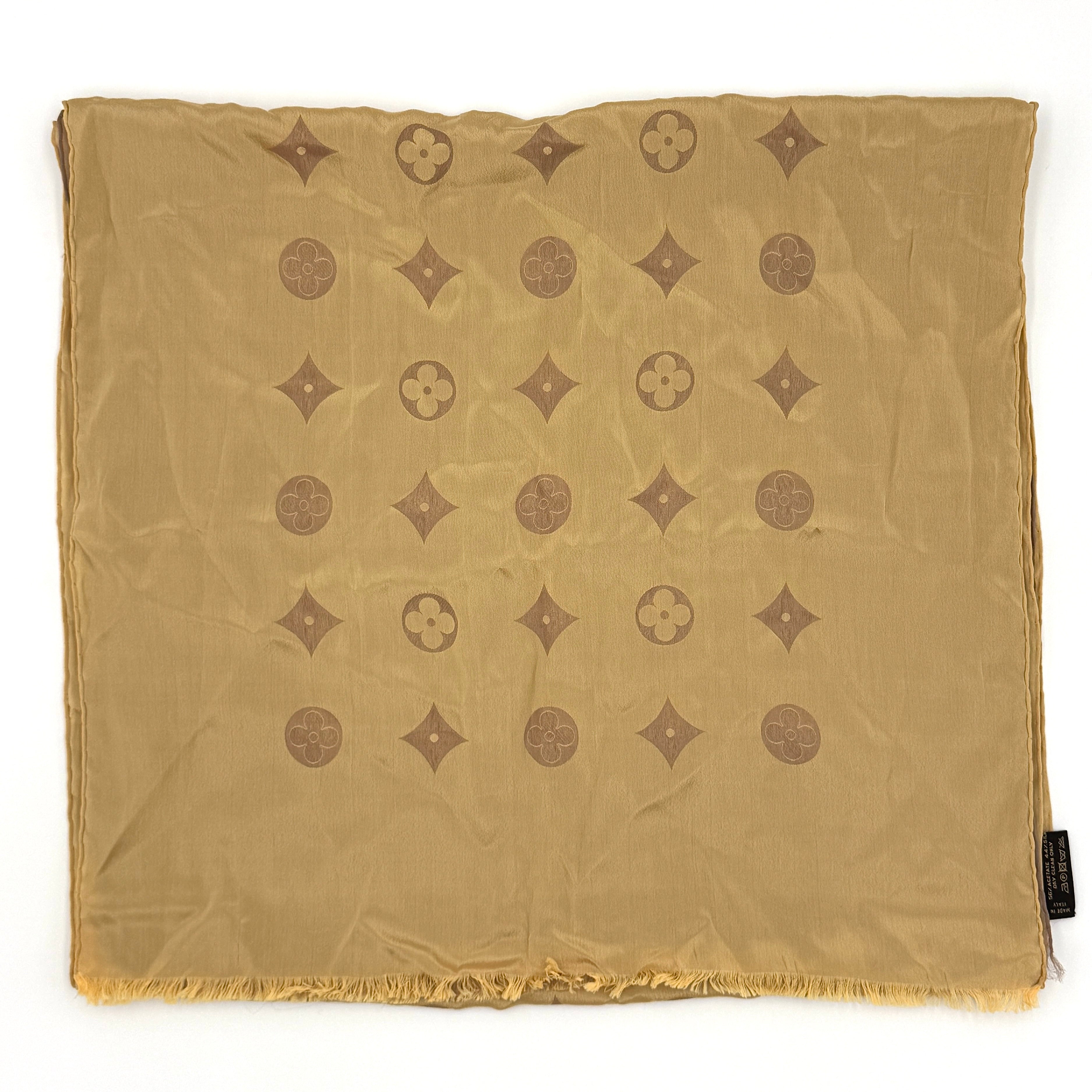 Louis Vuitton Monogram Silk/Acetate Chiffon Scarf Brown/Beige