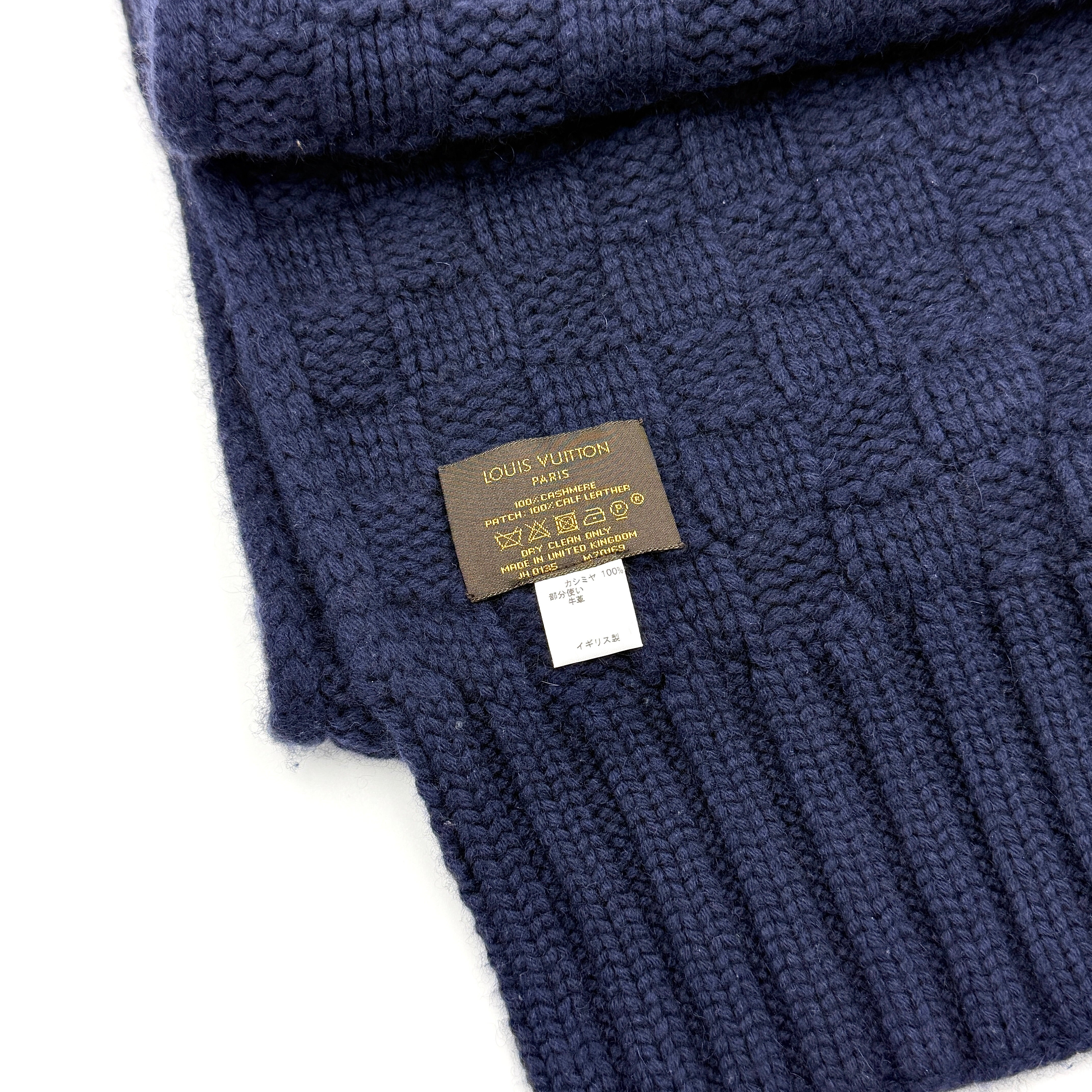 Louis Vuitton Echarpe Helsinki Damier Cashmere Scarf Navy Blue