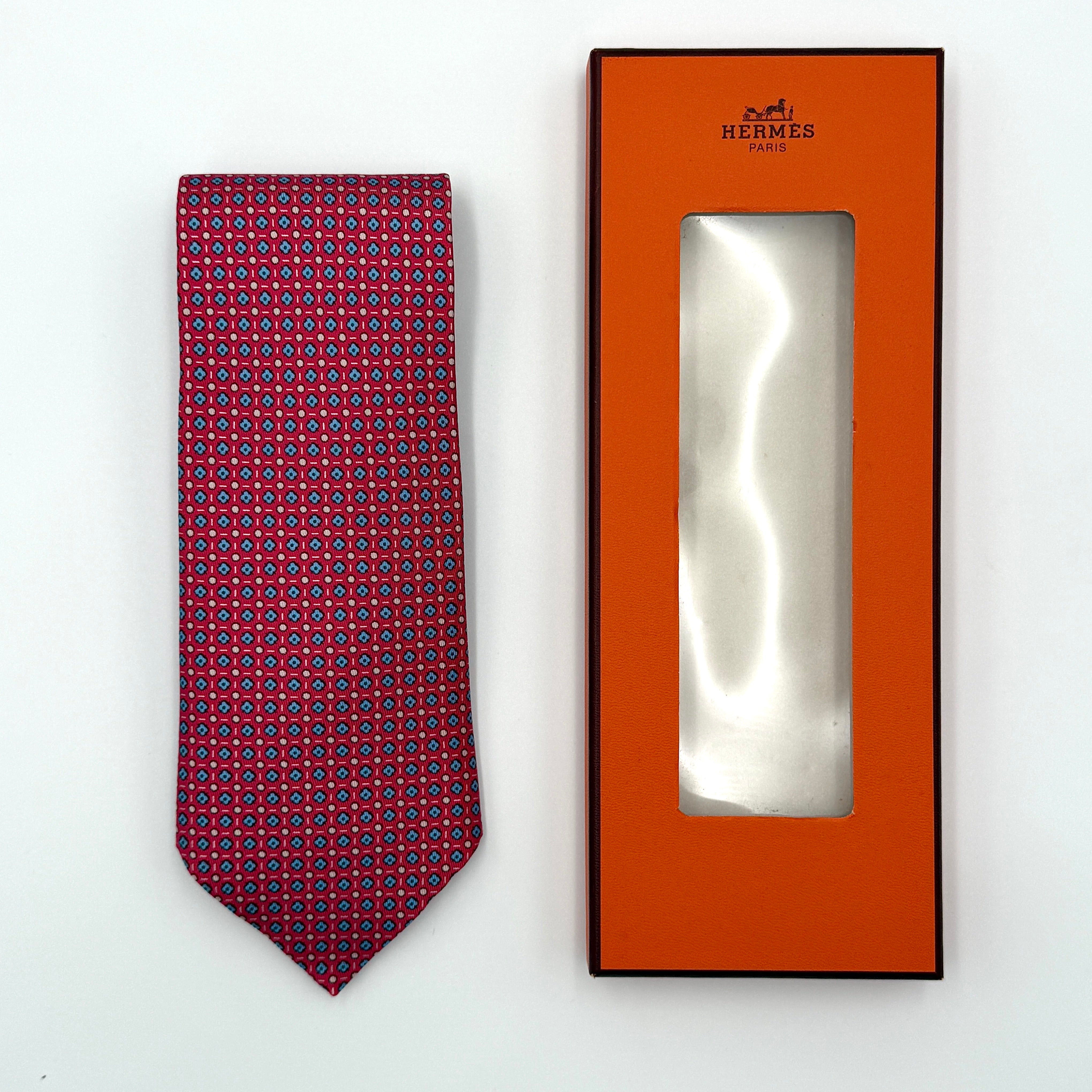 Hermès Geometric Silk Tie Red