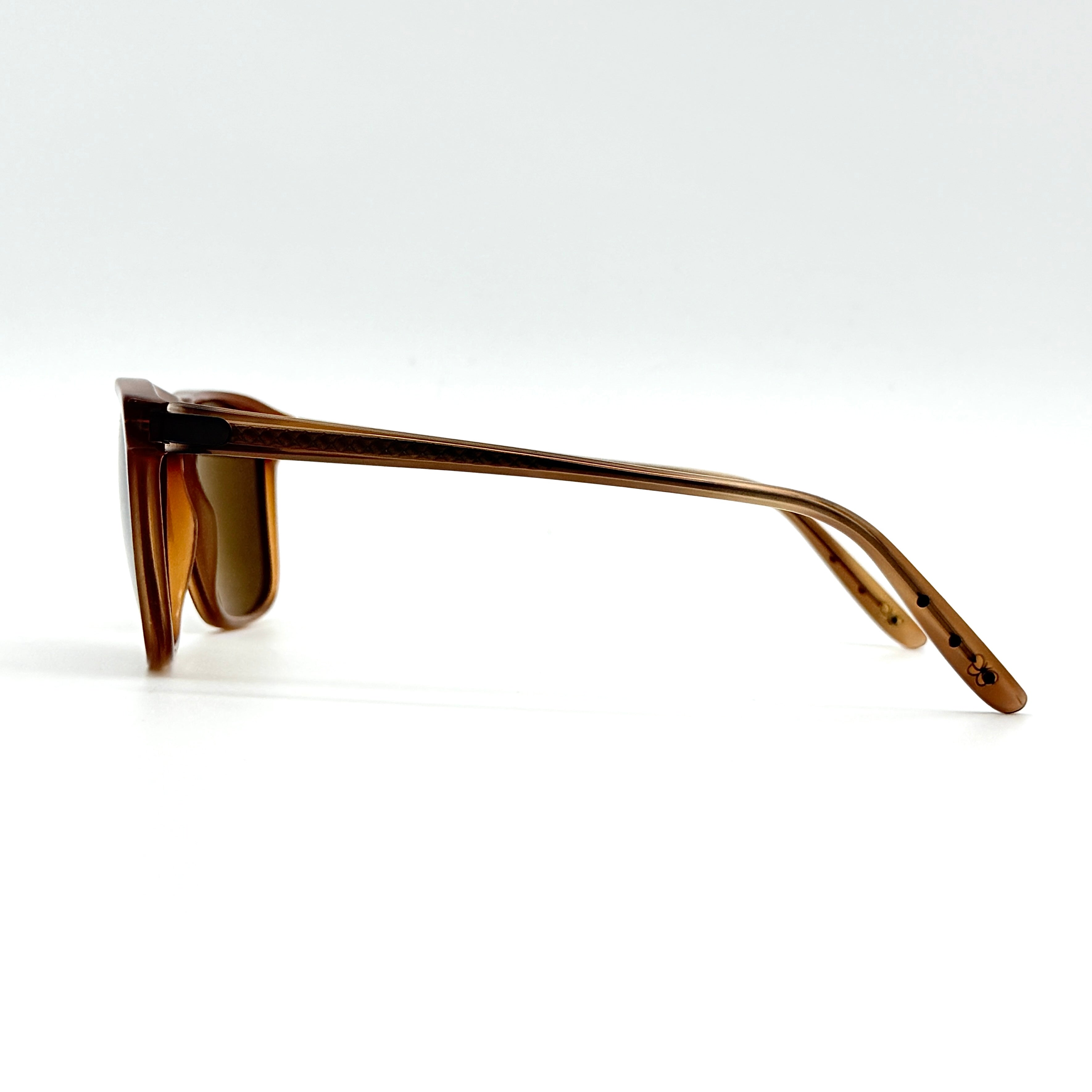 Bottega Veneta B.V. 249/S sunglasses in brown acetate, with brown lenses, intrecciato detail arms, shown with case and cloth