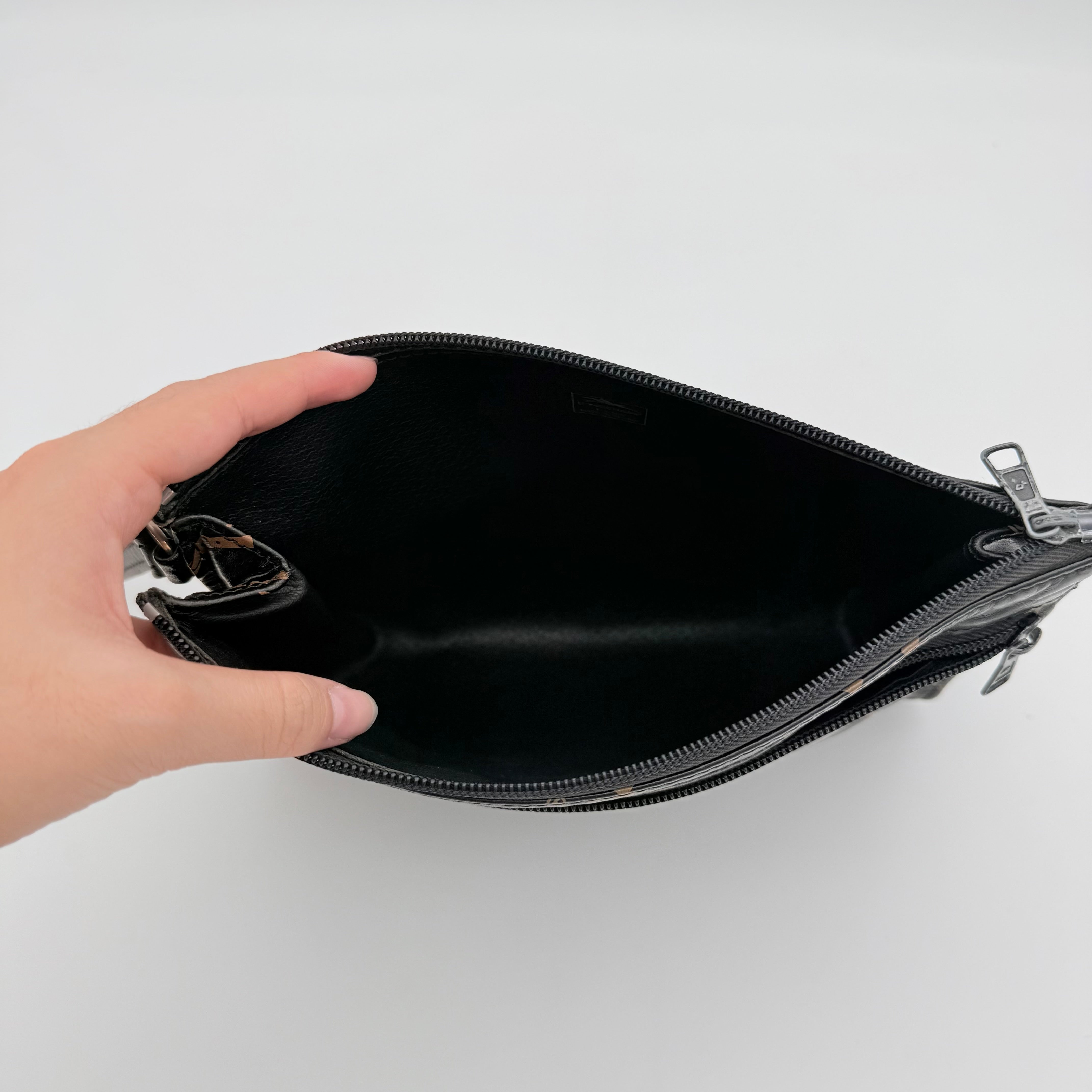 Longchamp Monogram Clutch Bag Black