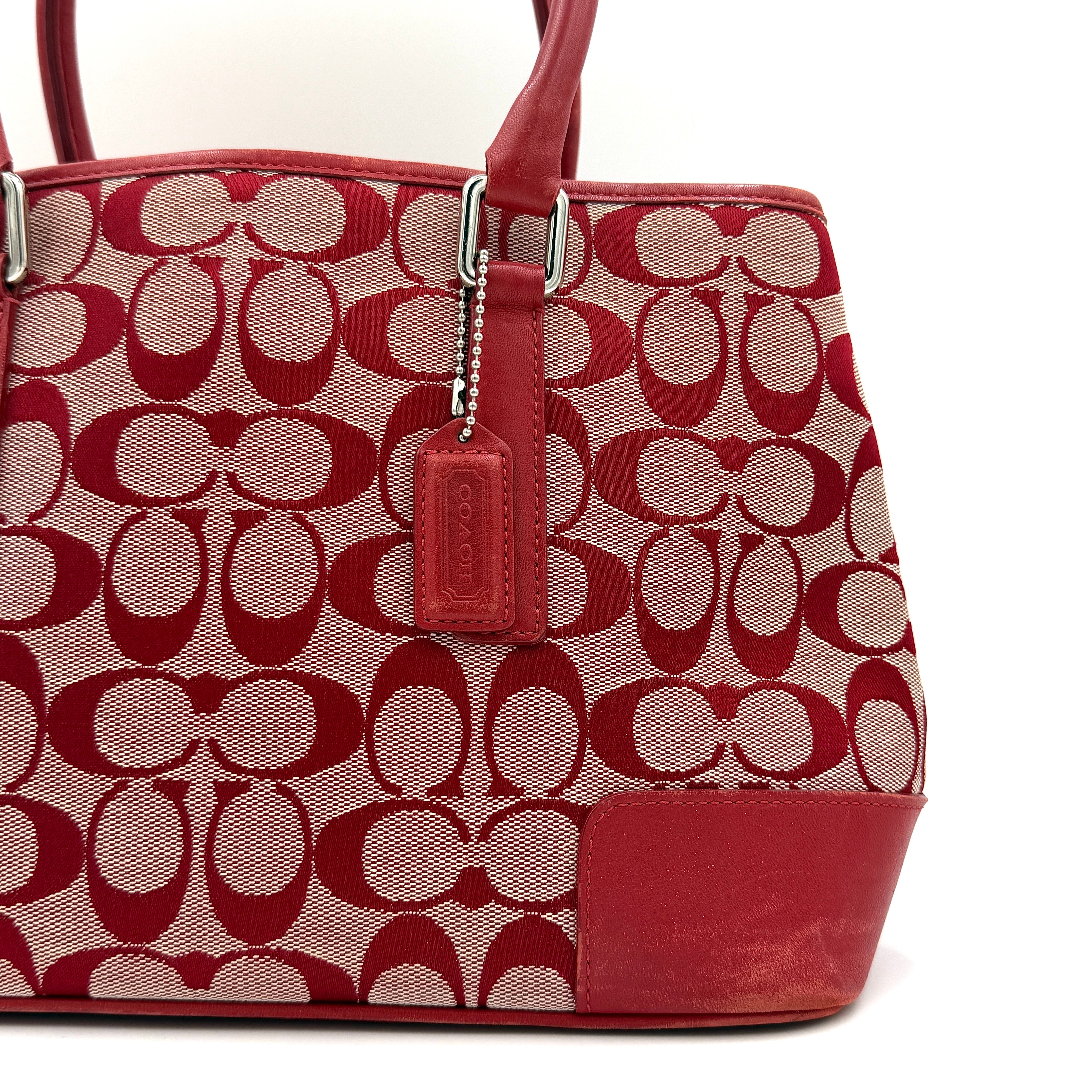Coach Signature Canvas Handbag Red
