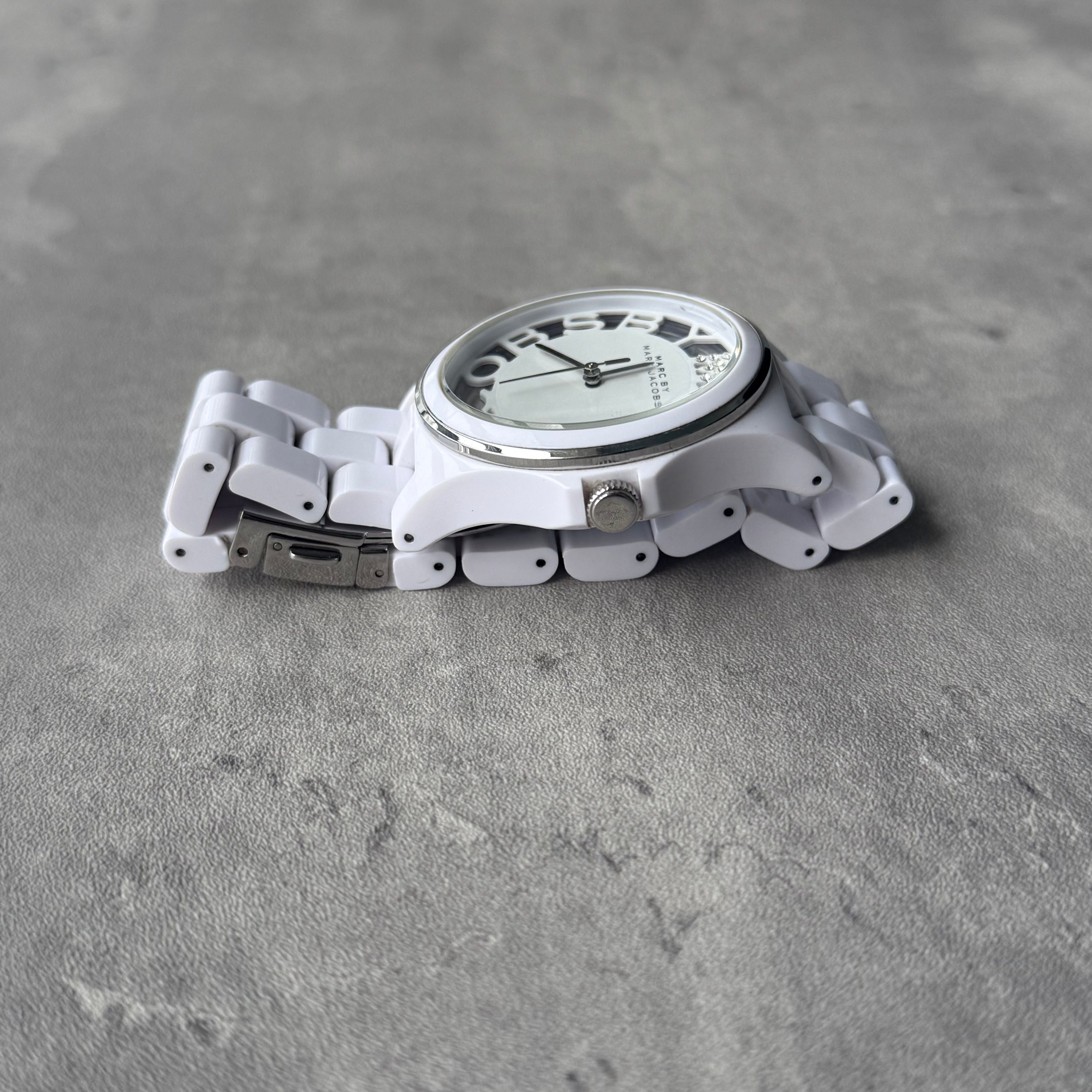 Marc Jacobs Henry Skeleton Crystal Watch White