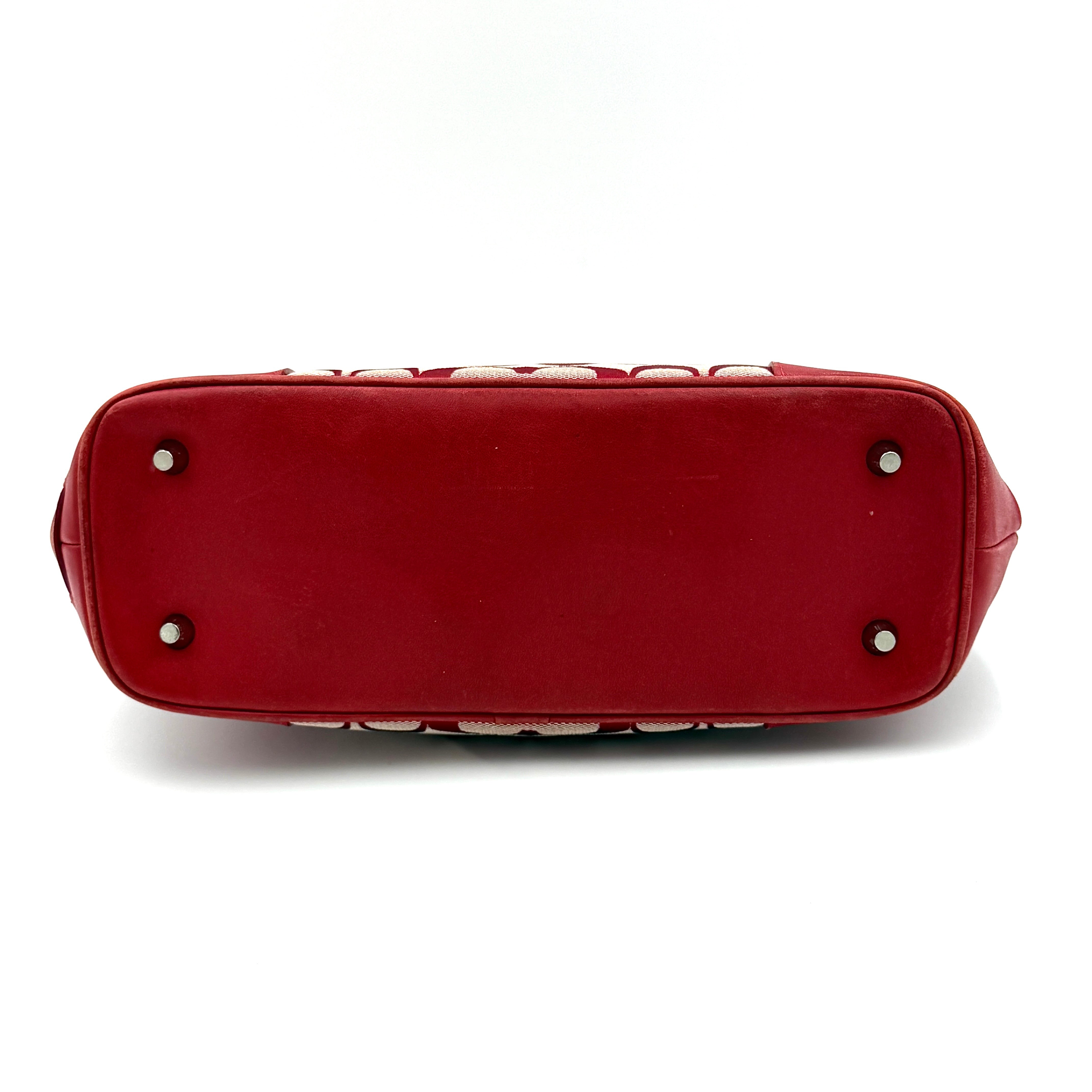 Coach Signature Canvas Handbag Red