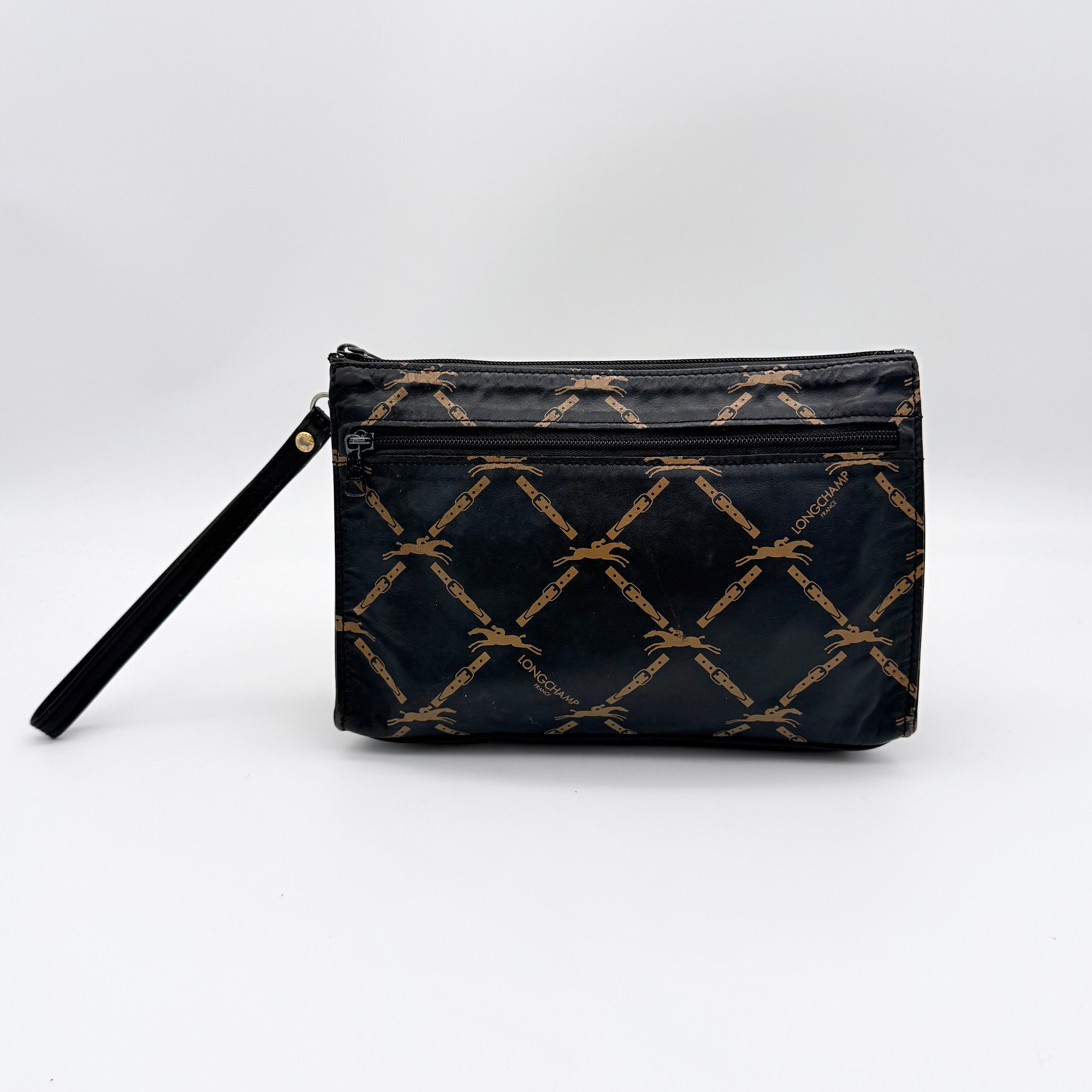 Longchamp Monogram Clutch Bag Black