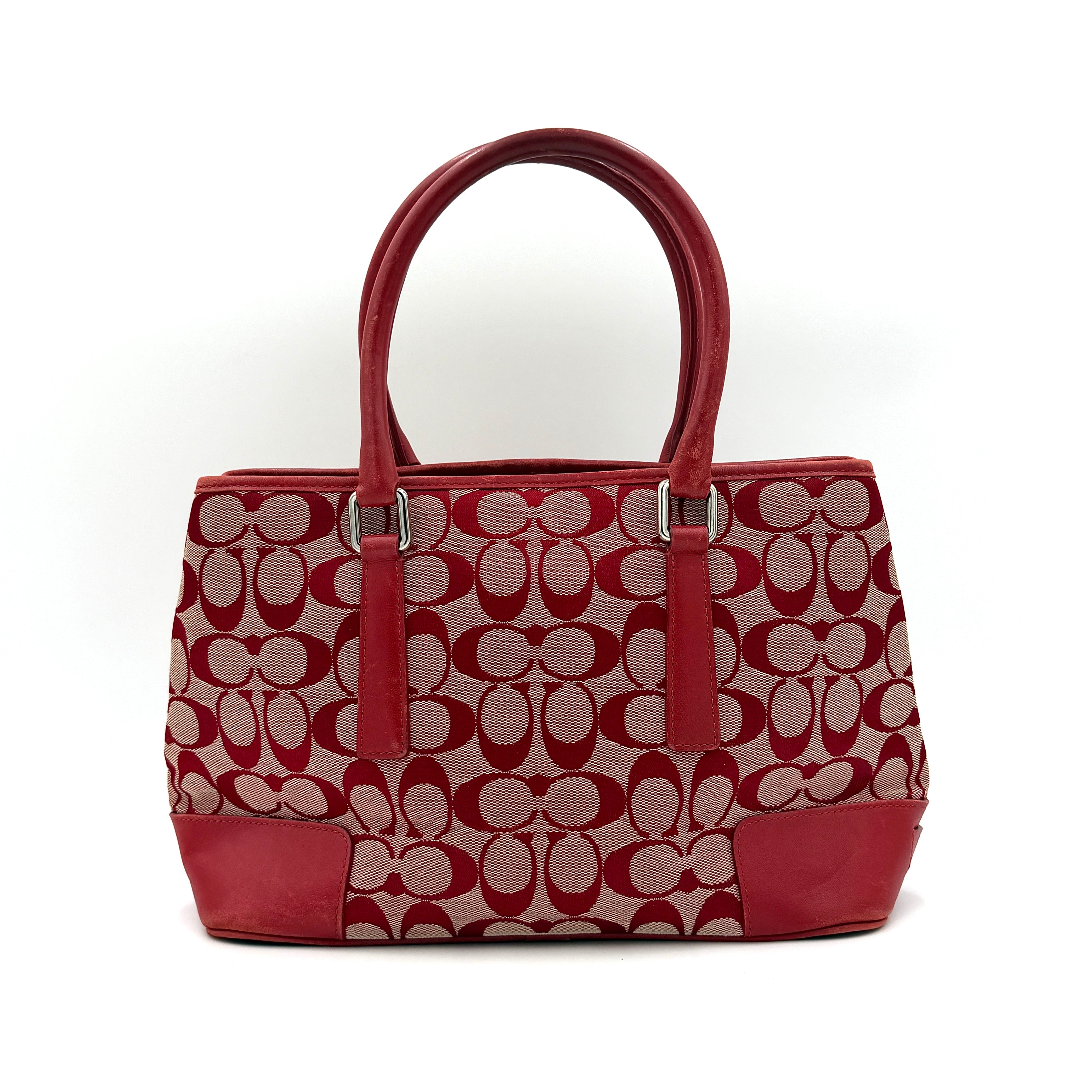 Coach Signature Canvas Handbag Red