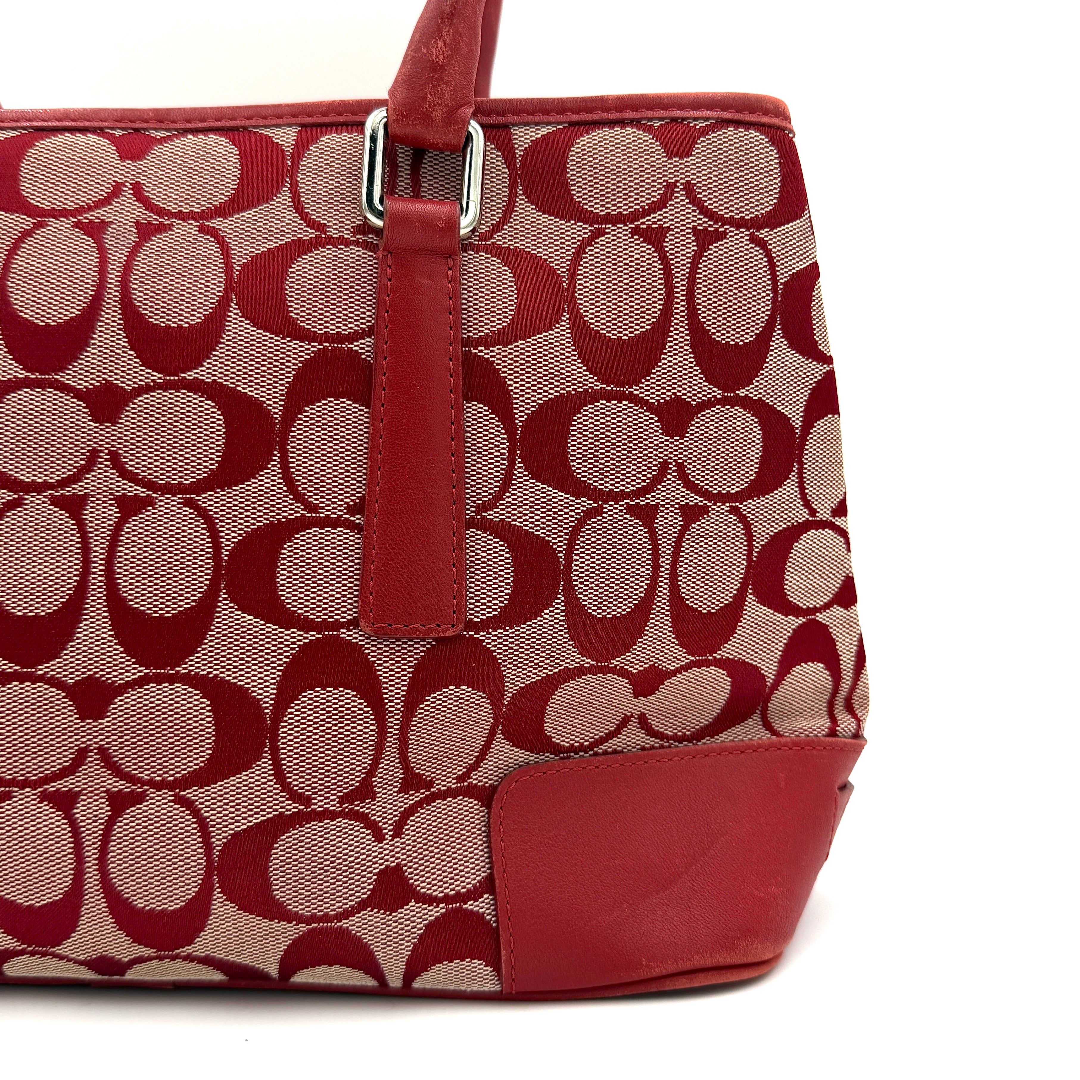 Coach Signature Canvas Handbag Red