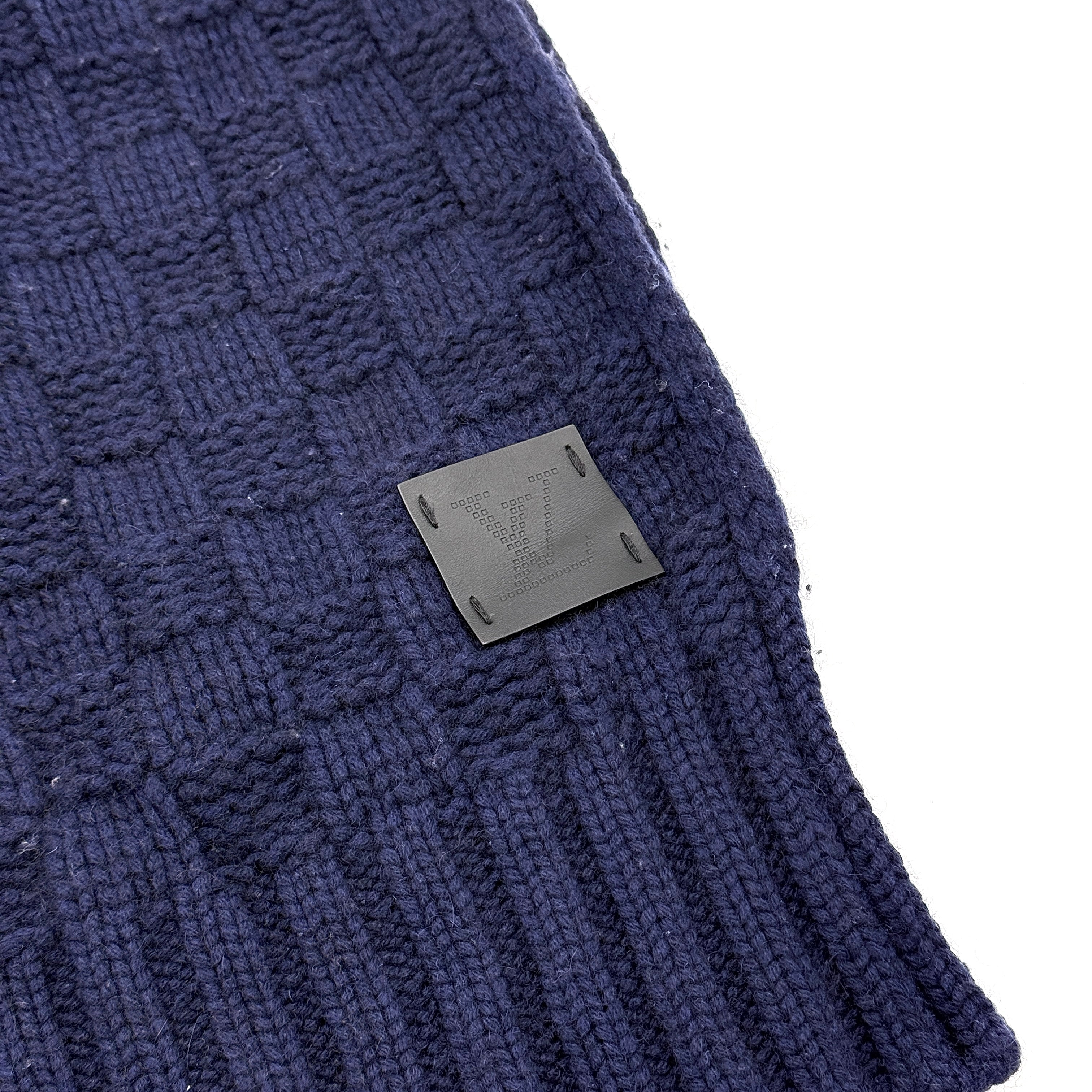 Louis Vuitton Echarpe Helsinki Damier Cashmere Scarf Navy Blue