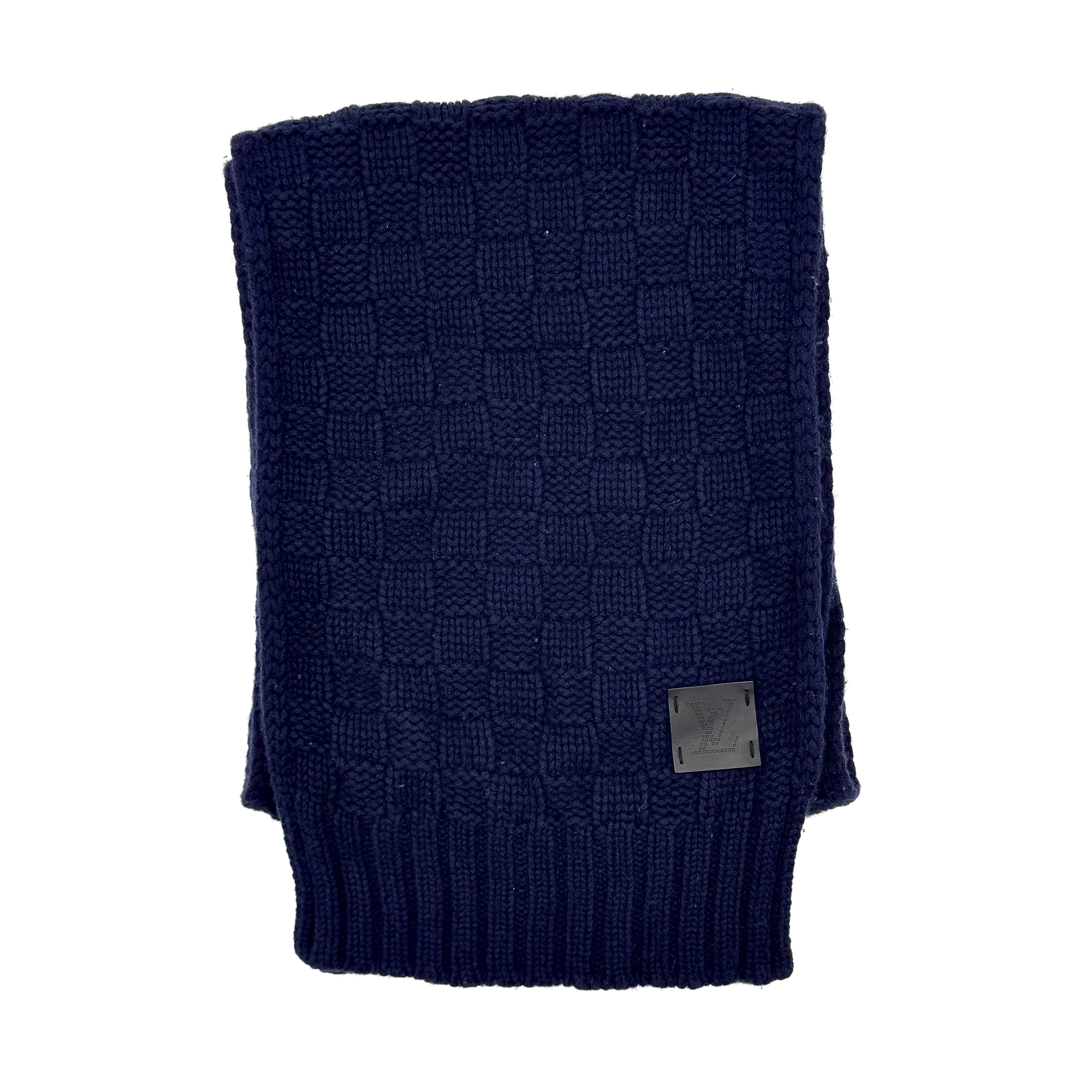 Louis Vuitton Echarpe Helsinki Damier Cashmere Scarf Navy Blue