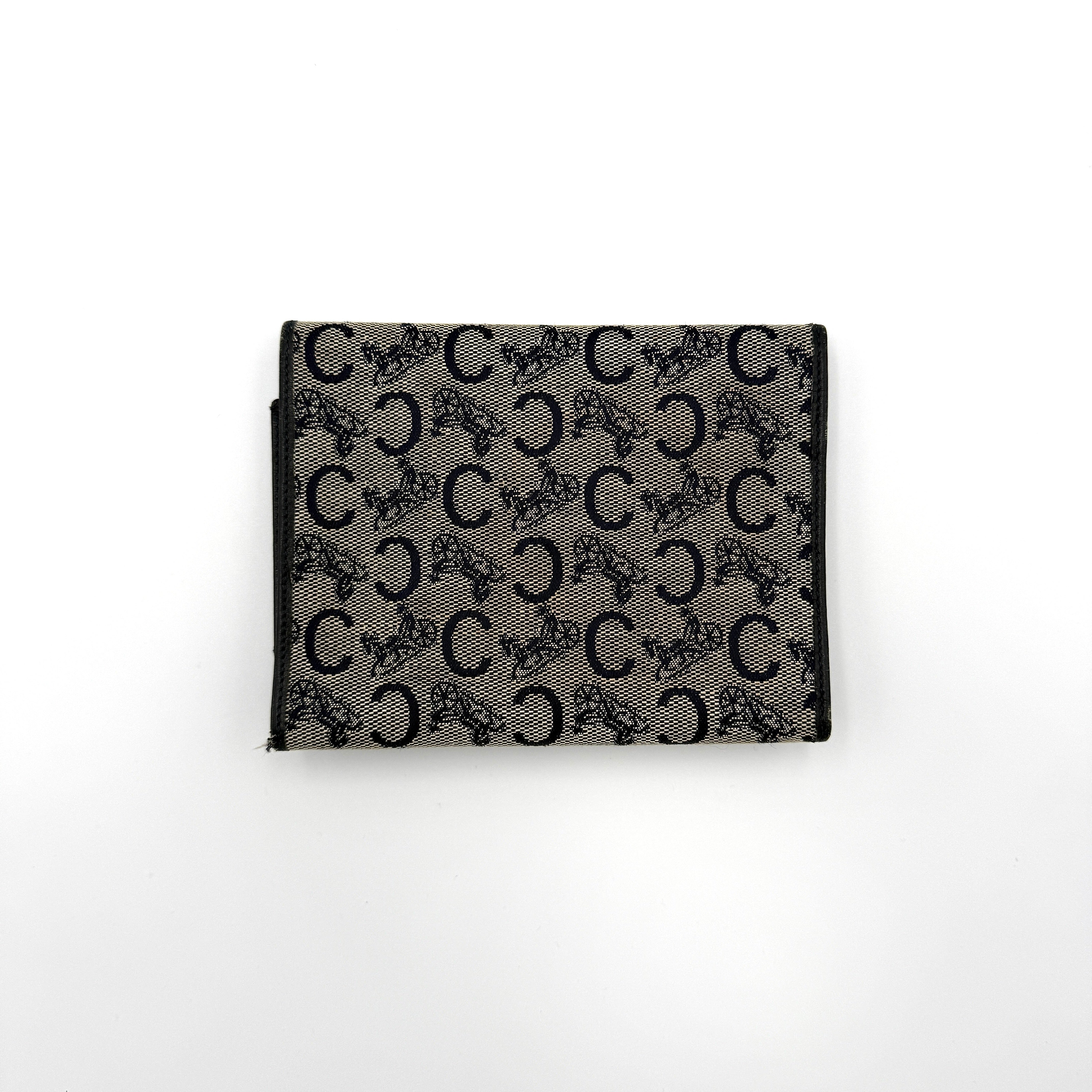 Celine C Macadam Horse Carriage Wallet Black/Grey