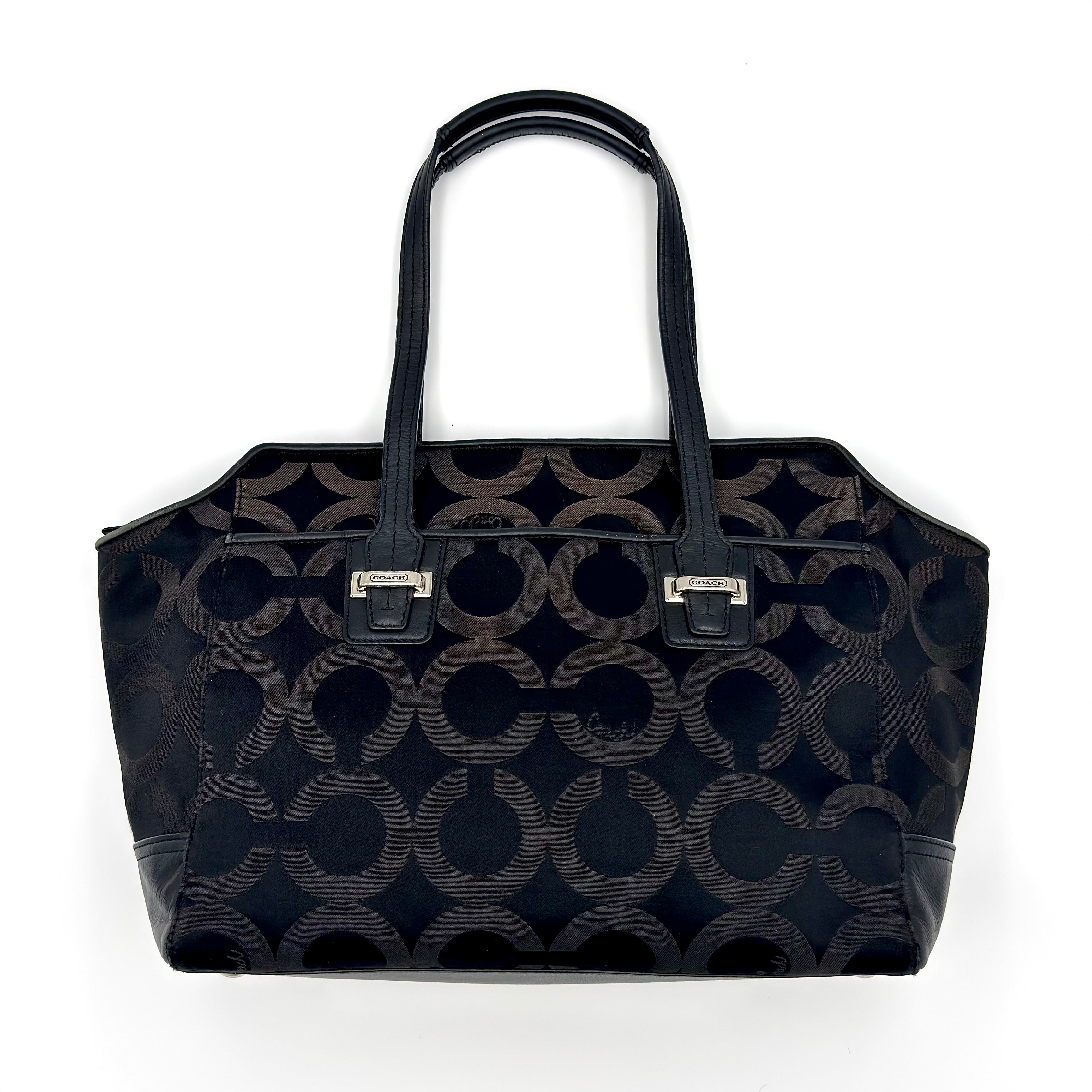 Coach Taylor OP Art Alexis Carryall Tote Bag Black