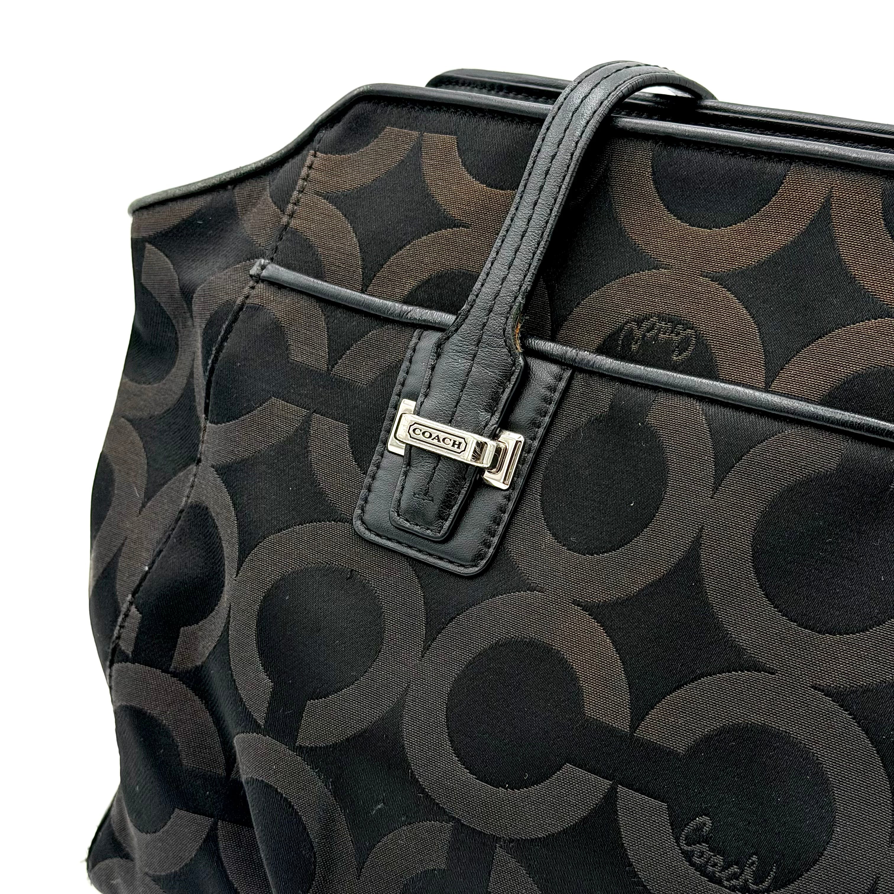 Coach Taylor OP Art Alexis Carryall Tote Bag Black