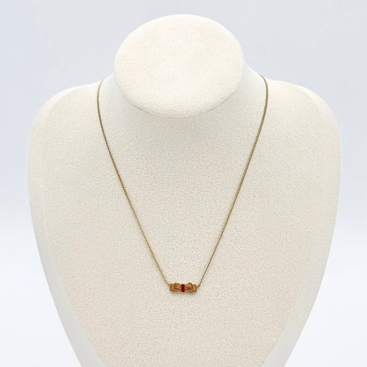 Chloe Ribbon Bow Necklace Gold