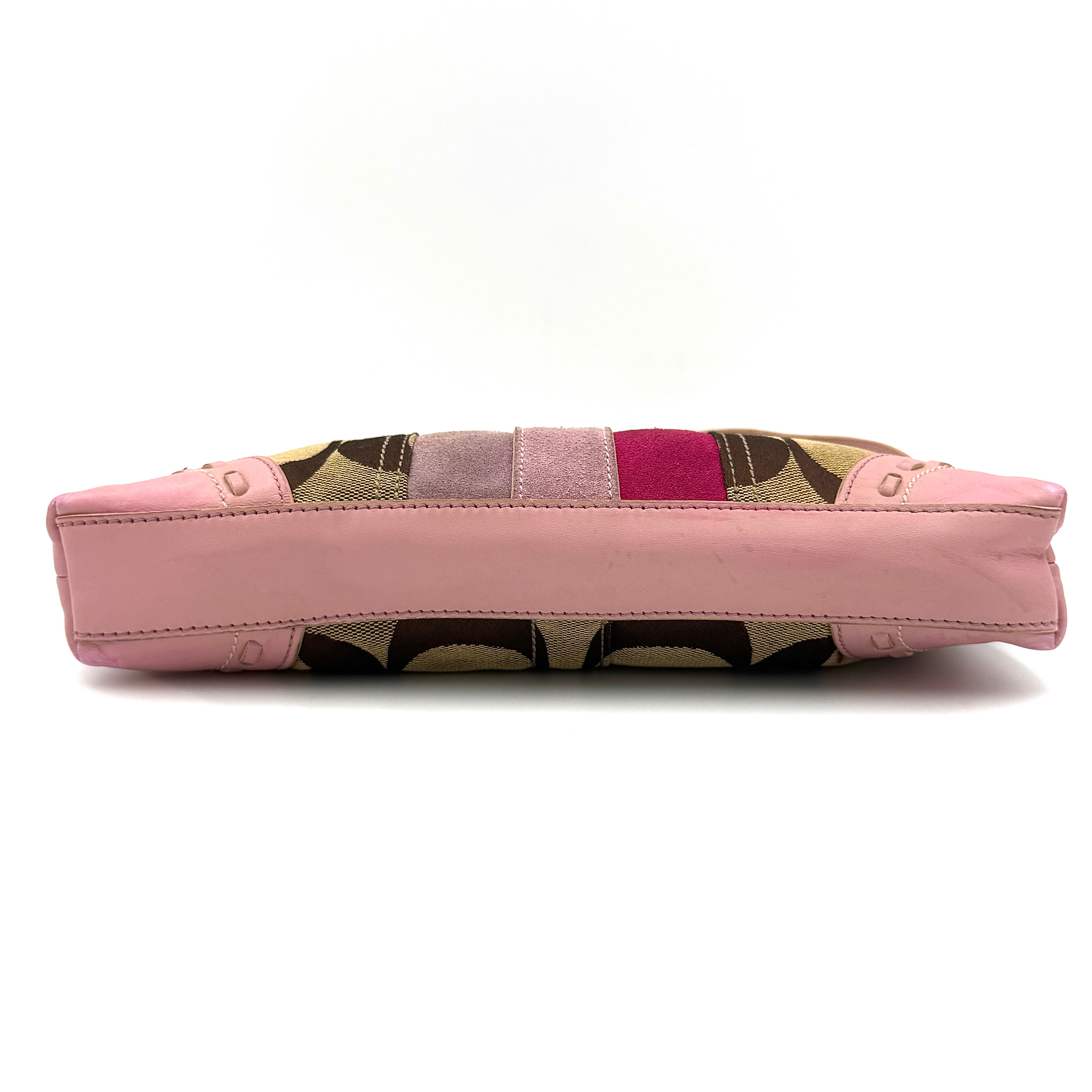 Coach Y2K Stripe Demi Baguette Shoulder Bag Pink/Beige