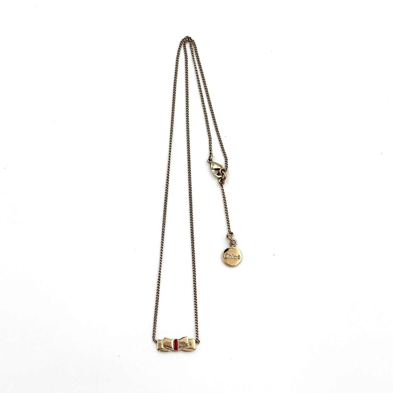 Chloe Ribbon Bow Necklace Gold