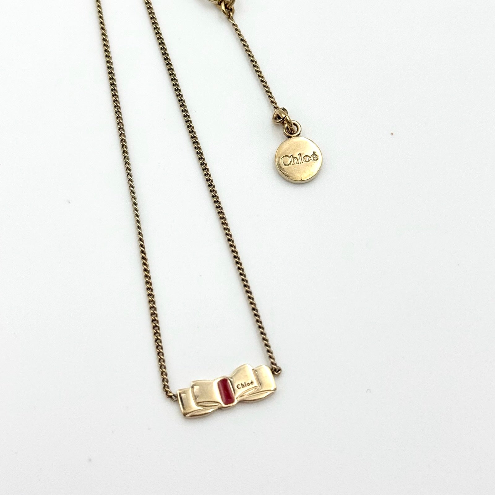 Chloe Ribbon Bow Necklace Gold