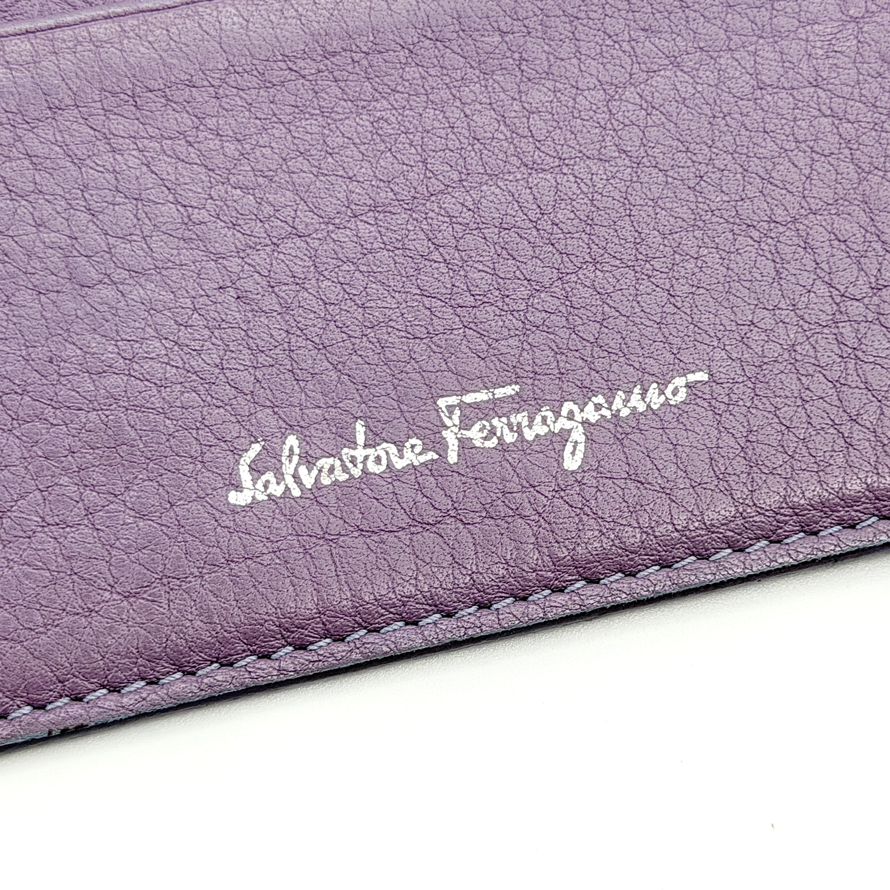 Salvatore Ferragamo Leather Card Holder Purple