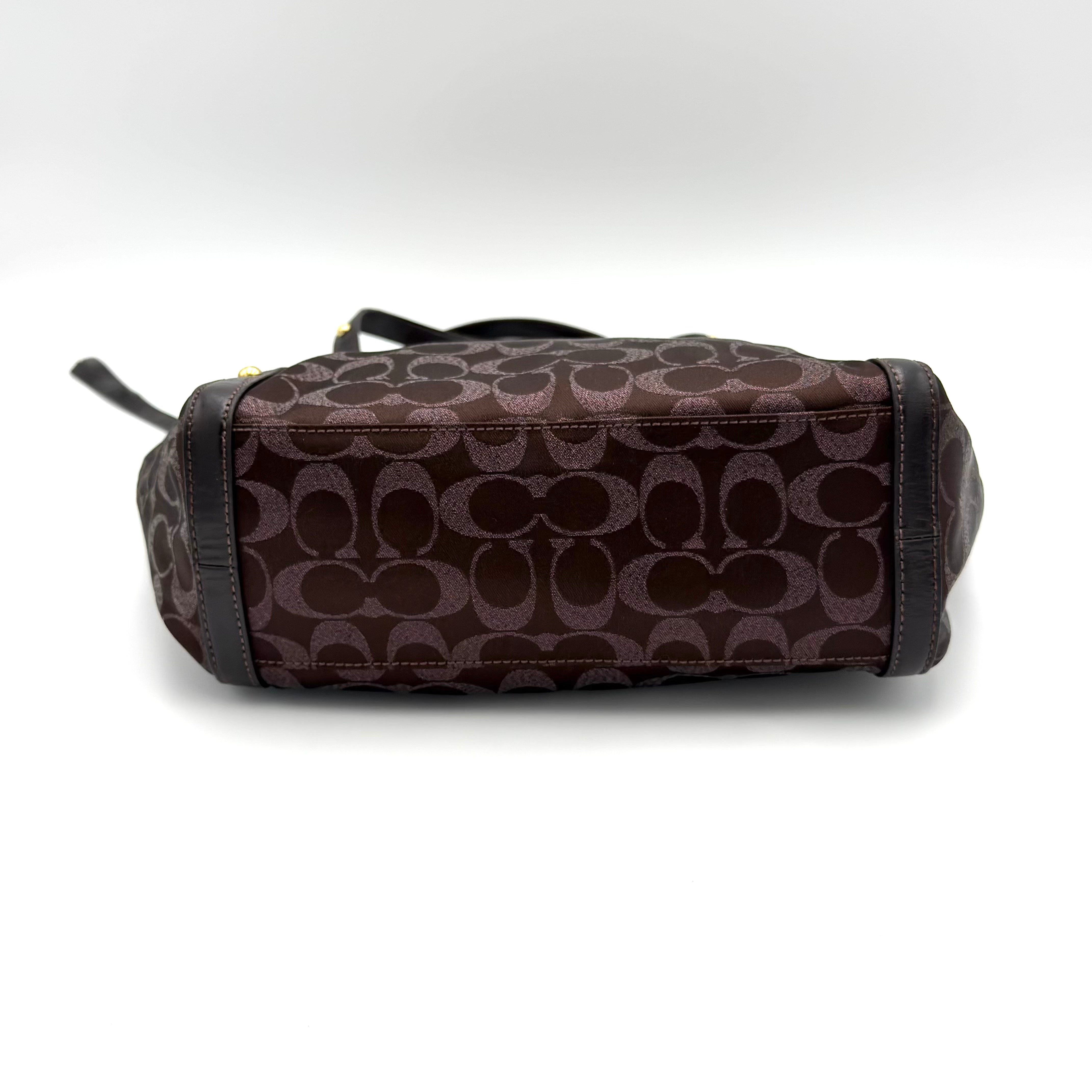 Coach Signature Canvas Studded Tote Bag Brown