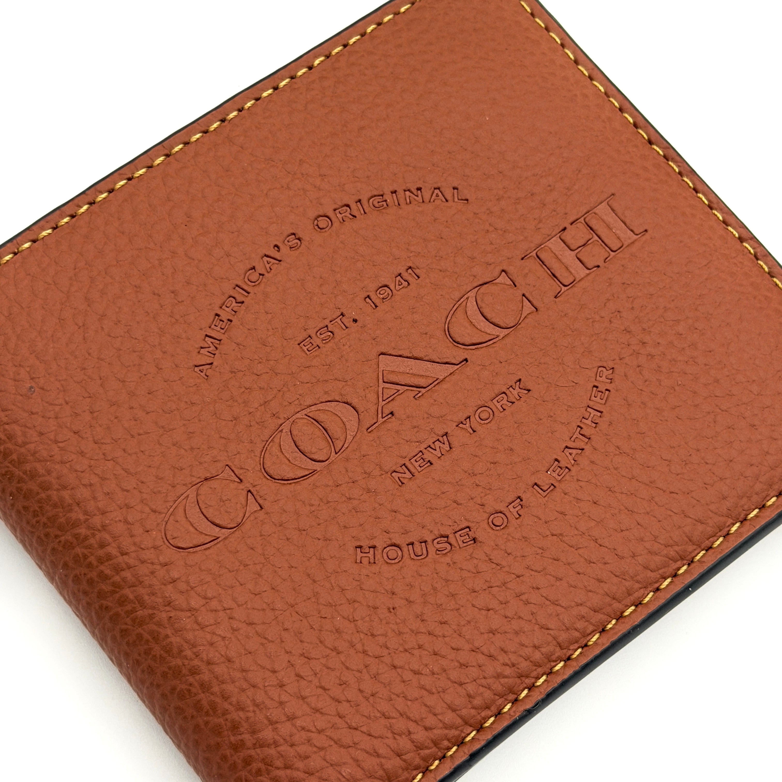 Coach Slim Billfold Wallet Saddle Brown