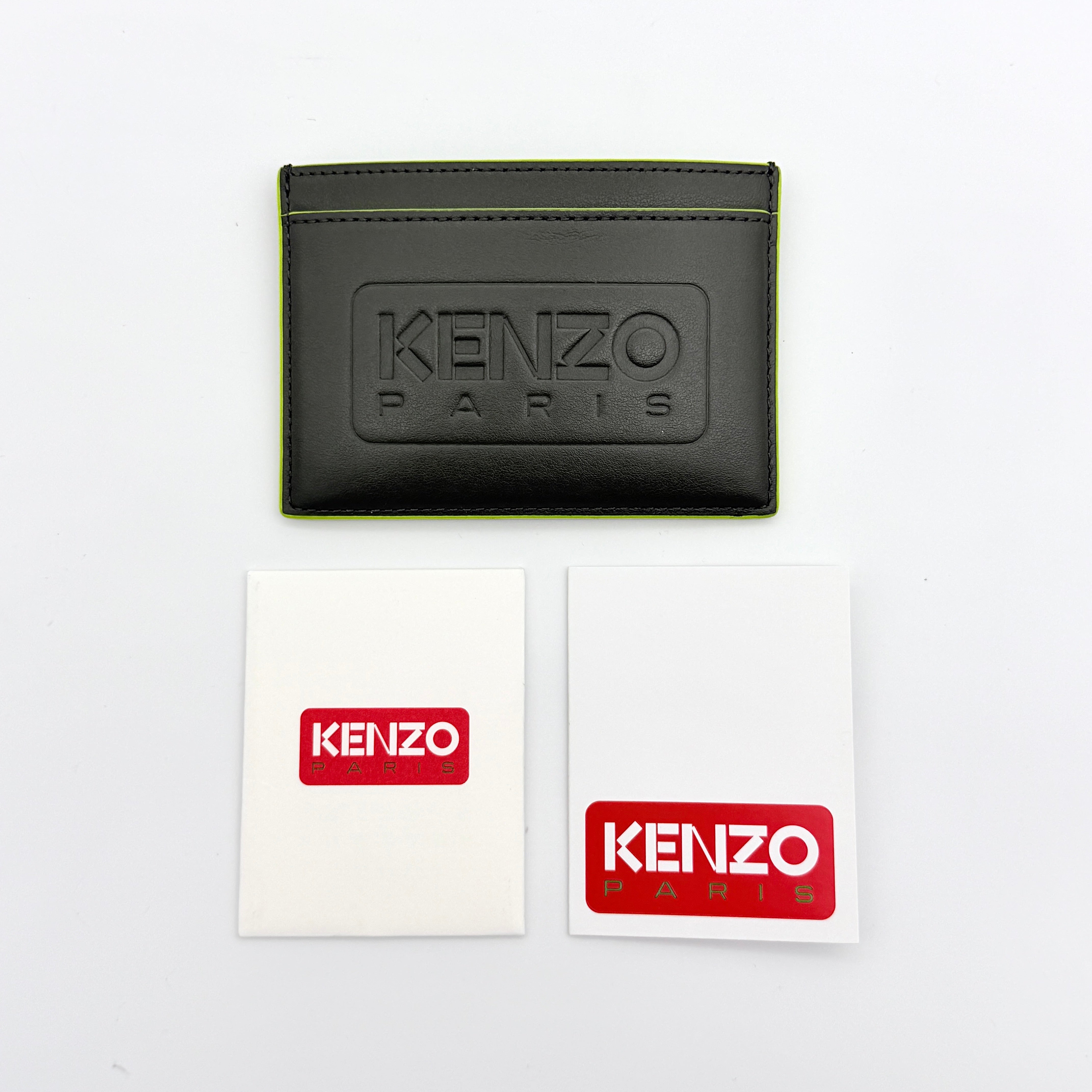 Kenzo Paris Embossed Leather Card Holder Green