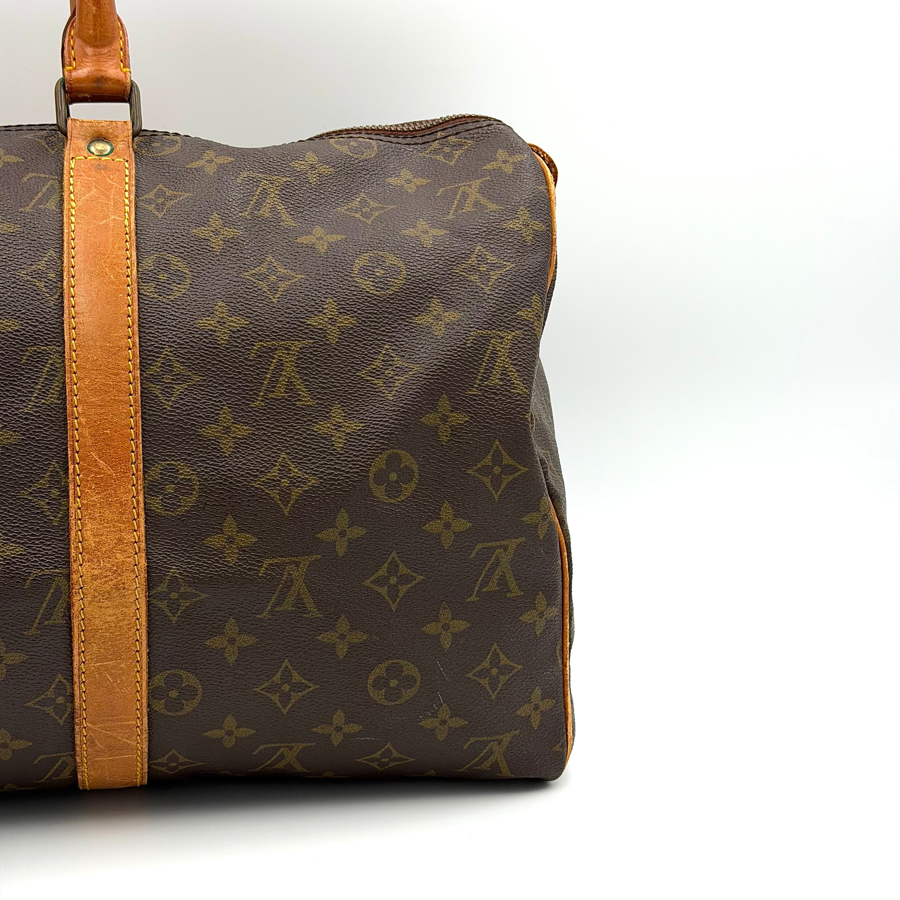 Louis Vuitton Monogram Keepall 45 Duffle Bag Brown
